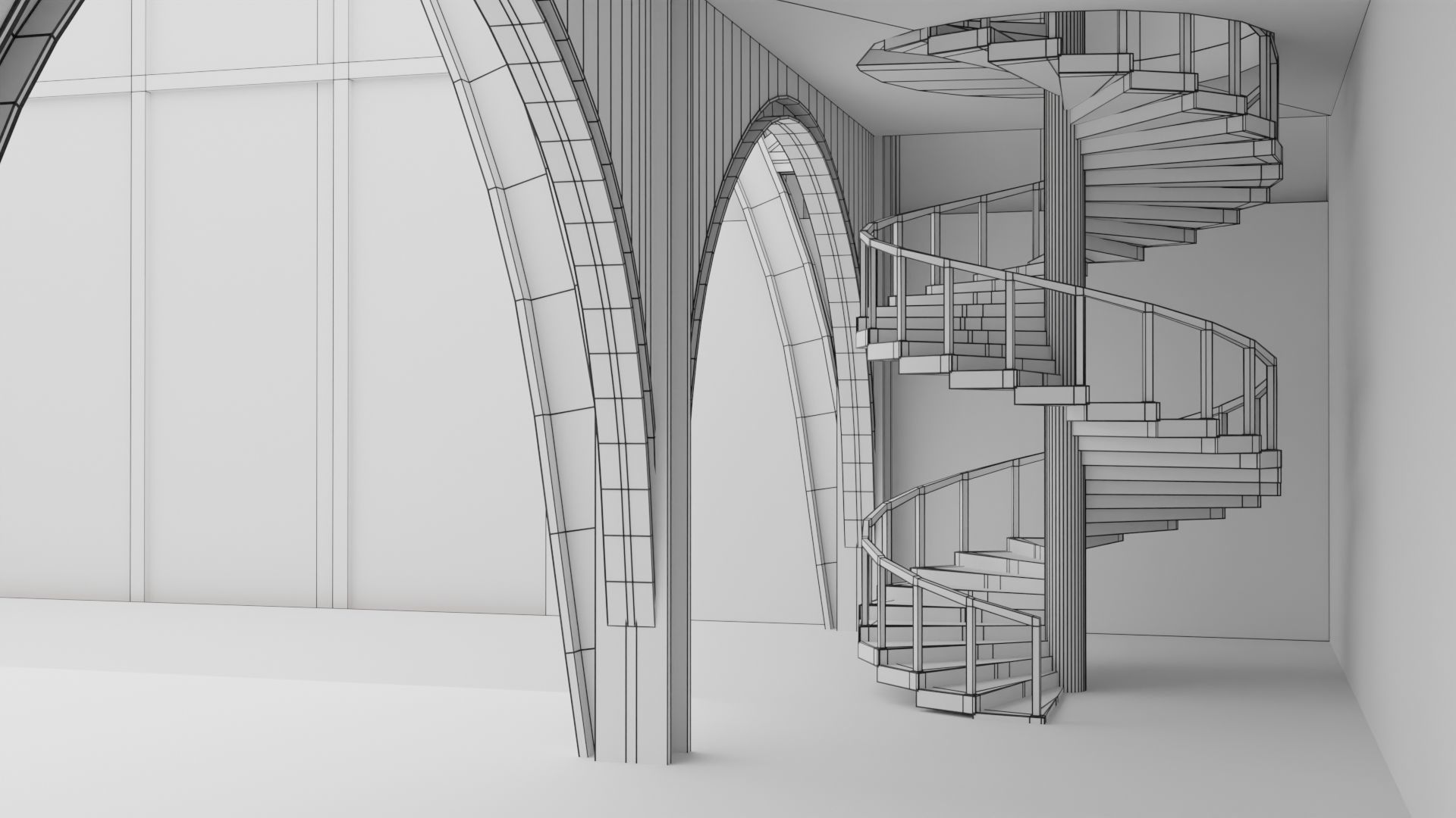 Warehouse Hangar Interiror Low-poly 3D model_13