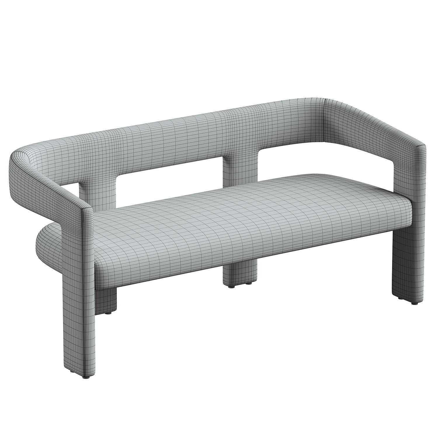 Valencia Velvet Effie Dining Bench 3D model_3