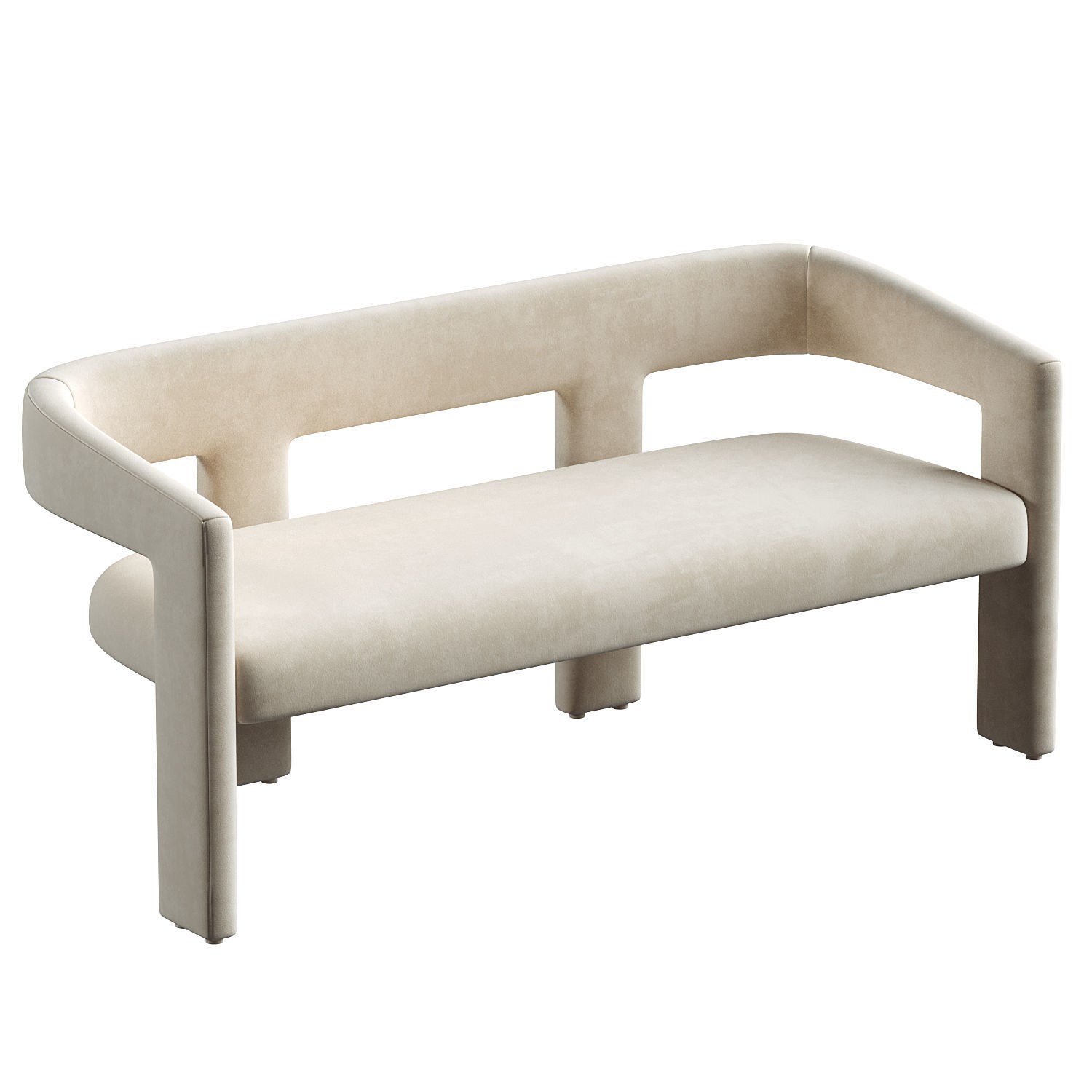 Valencia Velvet Effie Dining Bench 3D model_2