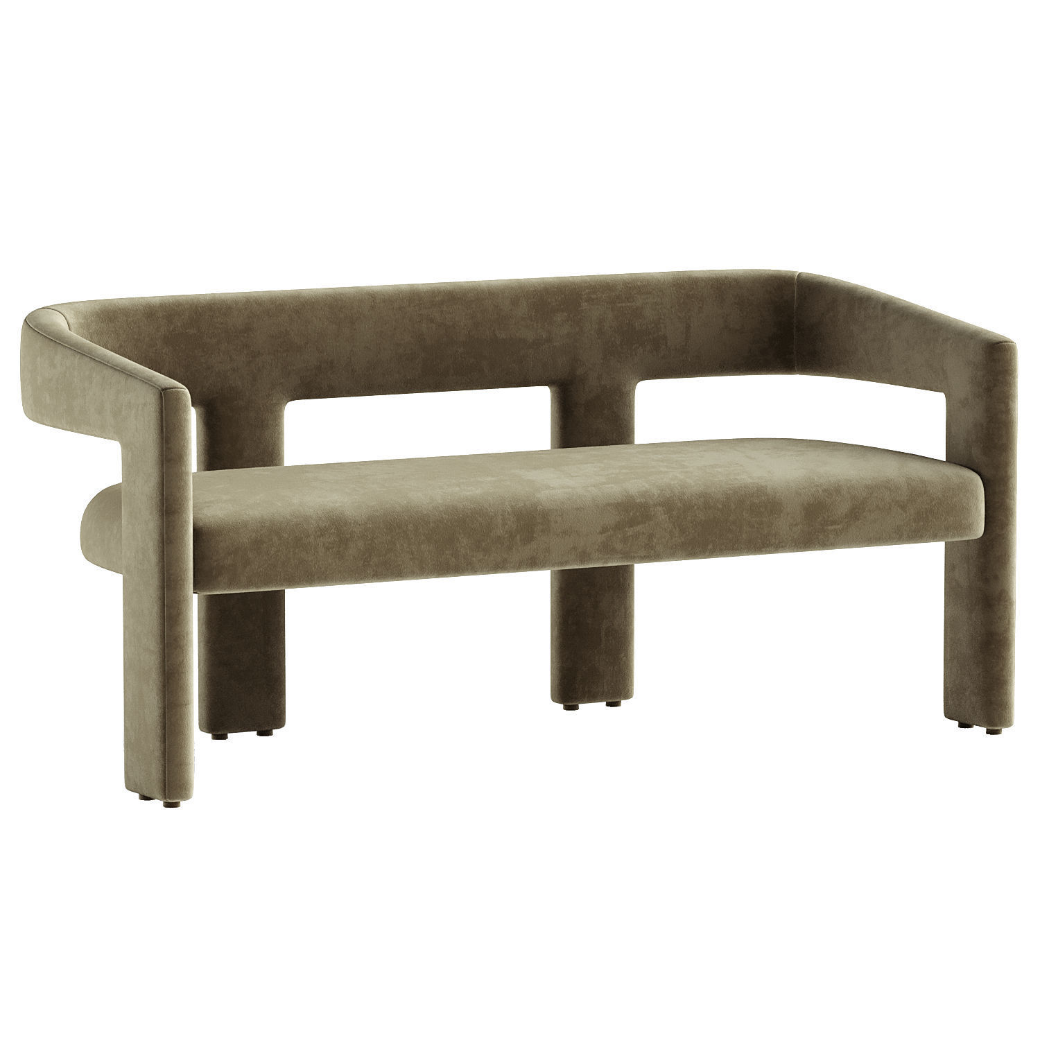 Valencia Velvet Effie Dining Bench 3D model_1