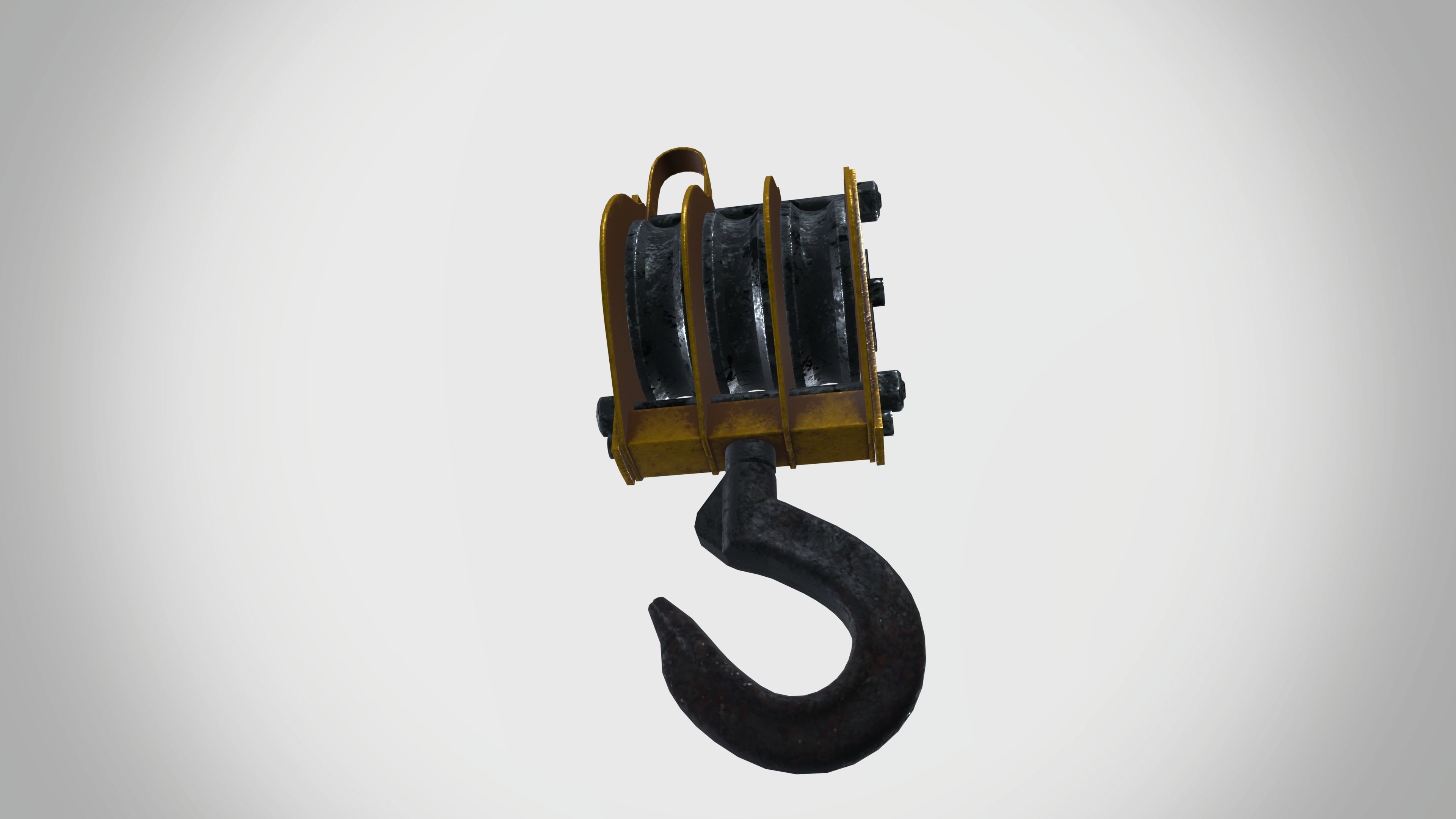 Triple Sheave Rope Pulley Block 3D model_6
