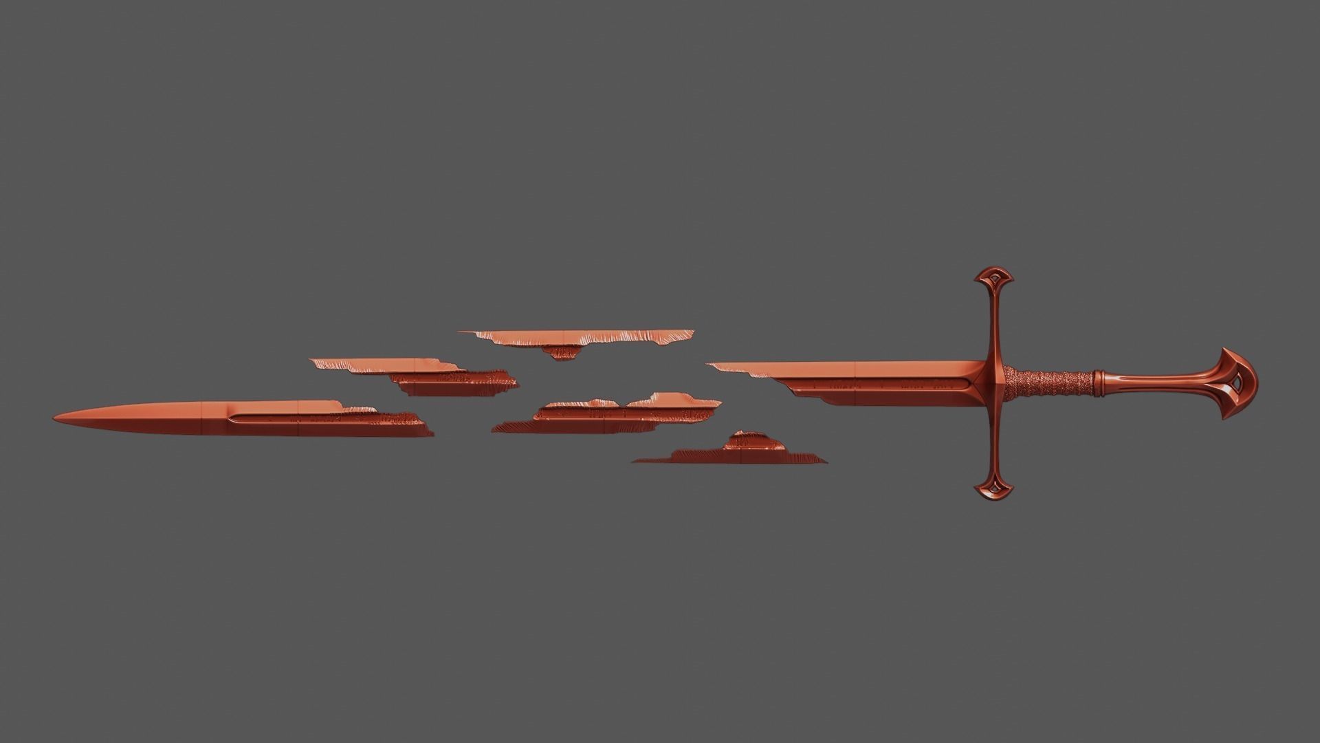 Shards of Narsil -- Lord of The Rings -- 3D Print Ready STL 3D print model_5