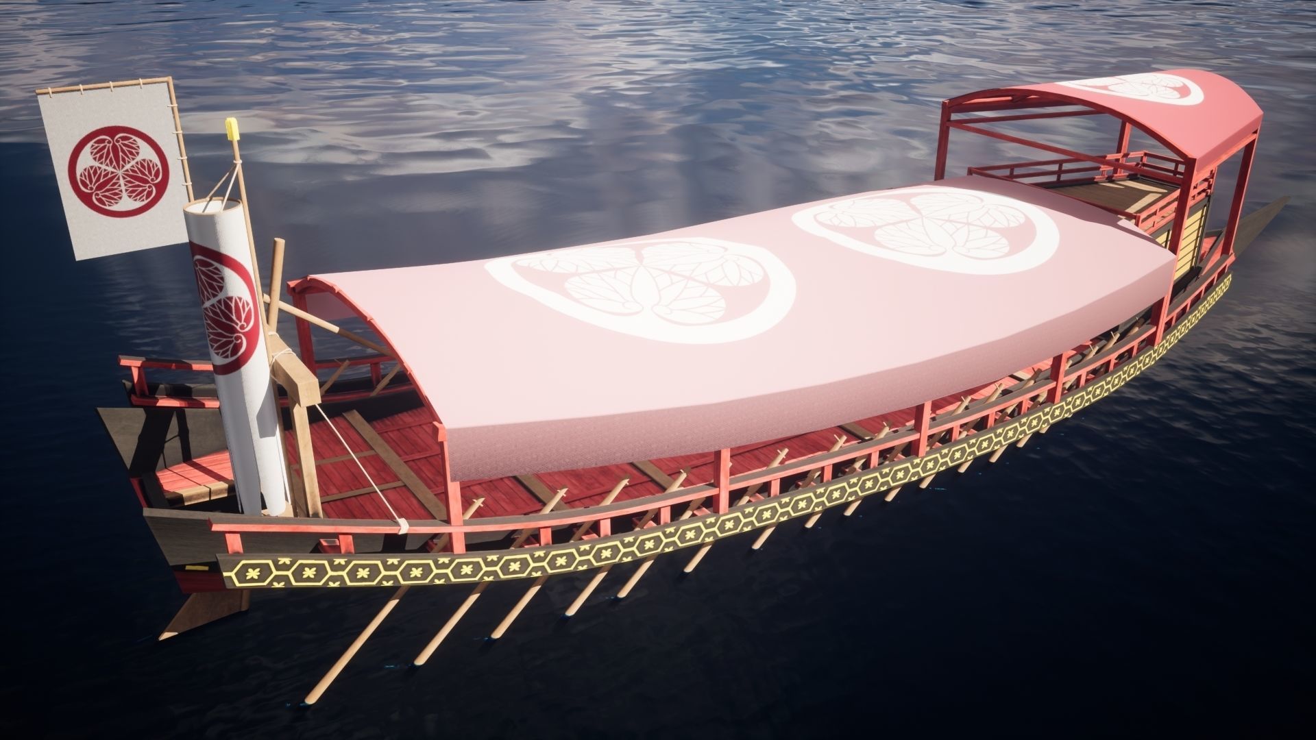 Gozabune - Japanese ship Low-poly 3D model_27