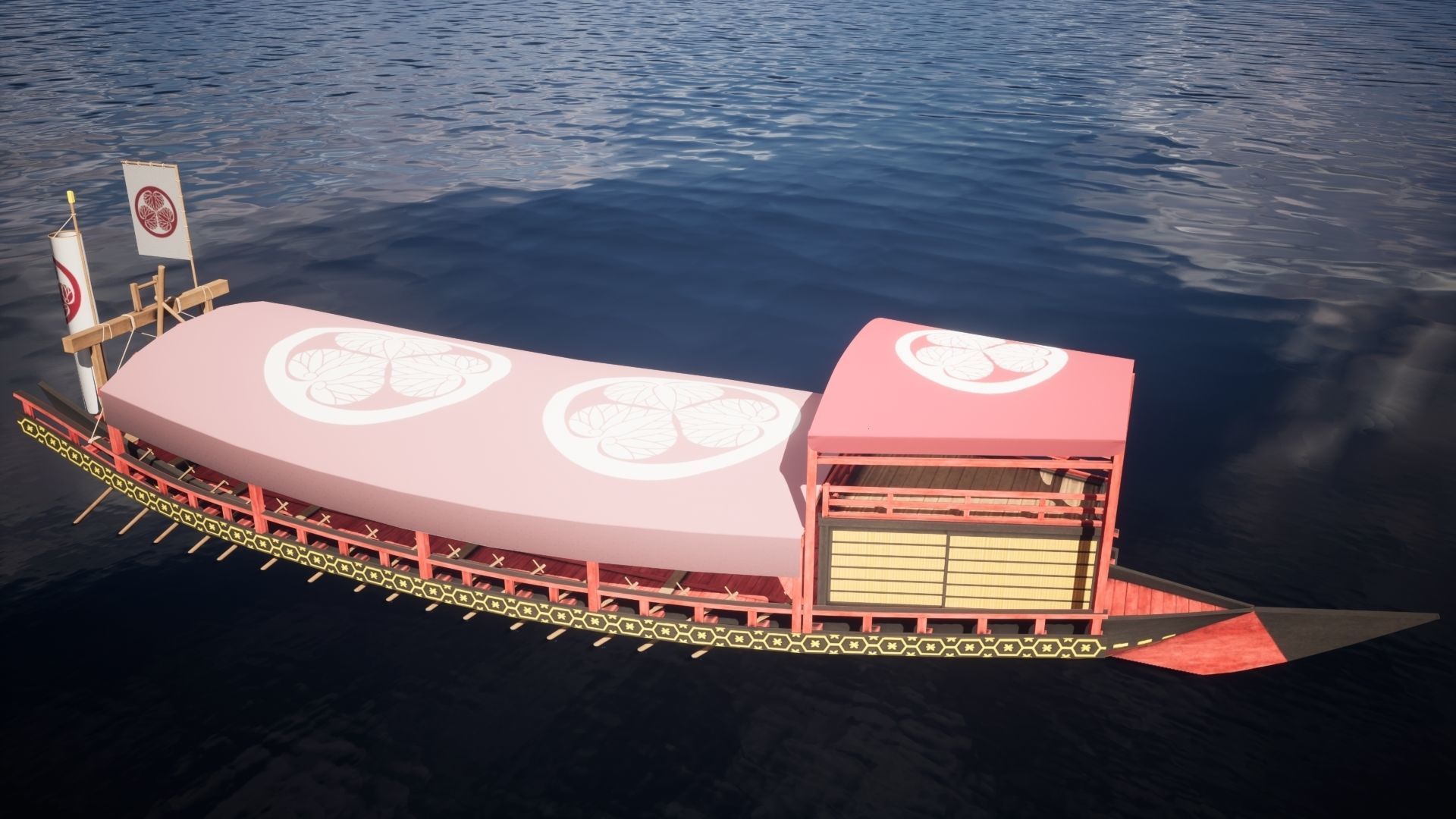 Gozabune - Japanese ship Low-poly 3D model_30