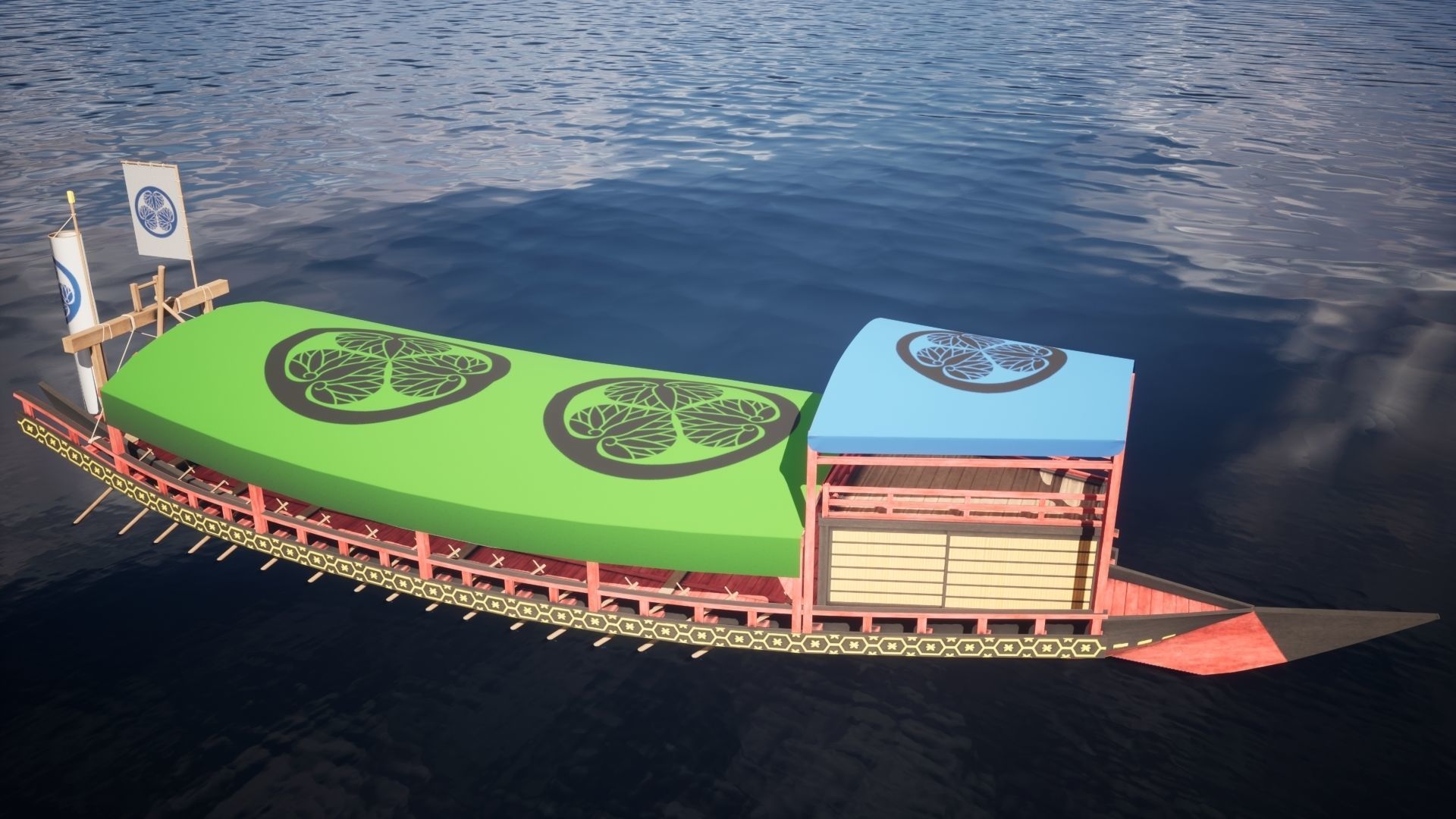 Gozabune - Japanese ship Low-poly 3D model_21