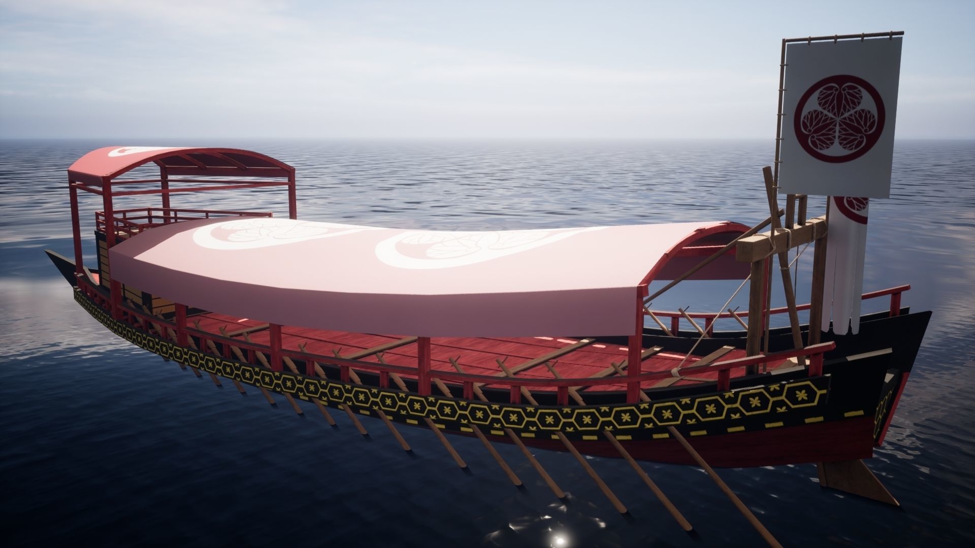 Gozabune - Japanese ship Low-poly 3D model_26