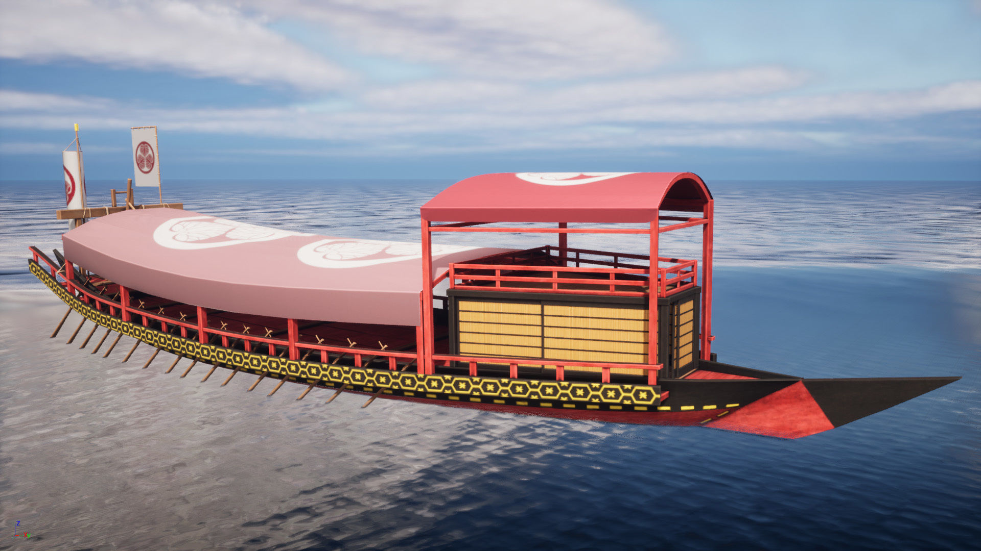 Gozabune - Japanese ship Low-poly 3D model_3