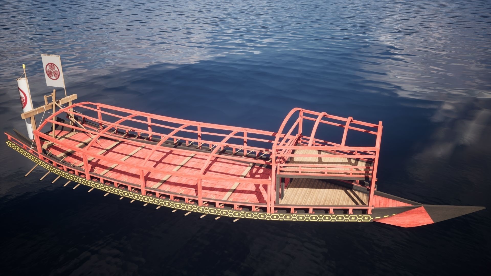 Gozabune - Japanese ship Low-poly 3D model_33