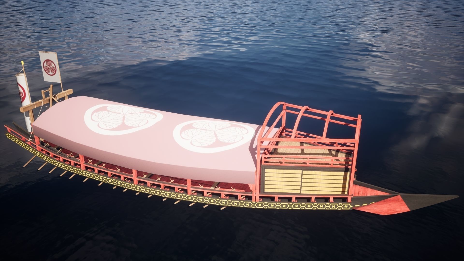 Gozabune - Japanese ship Low-poly 3D model_31