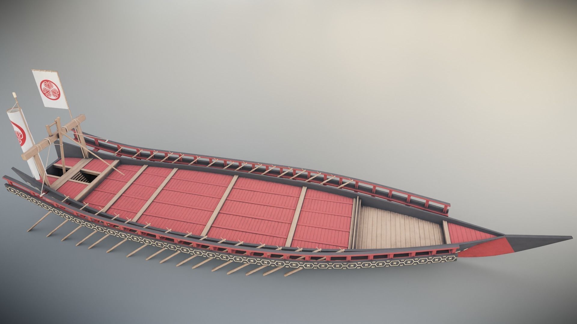 Gozabune - Japanese ship Low-poly 3D model_12