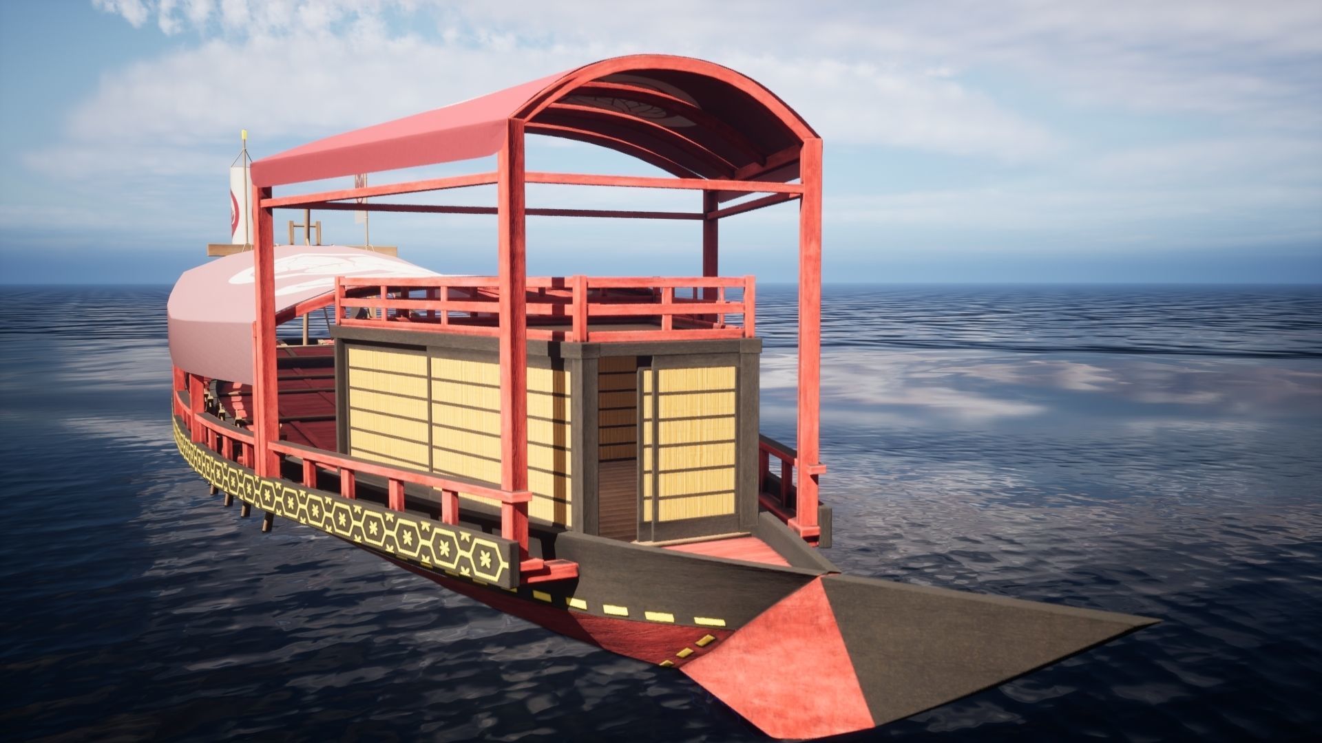 Gozabune - Japanese ship Low-poly 3D model_29