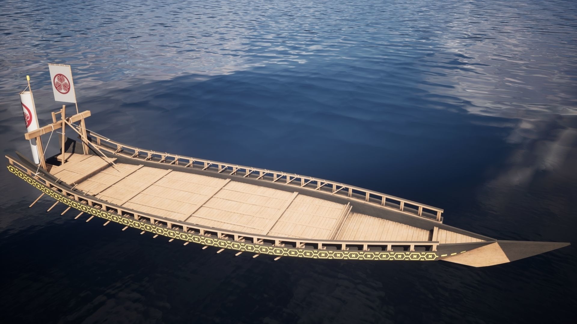 Gozabune - Japanese ship Low-poly 3D model_15