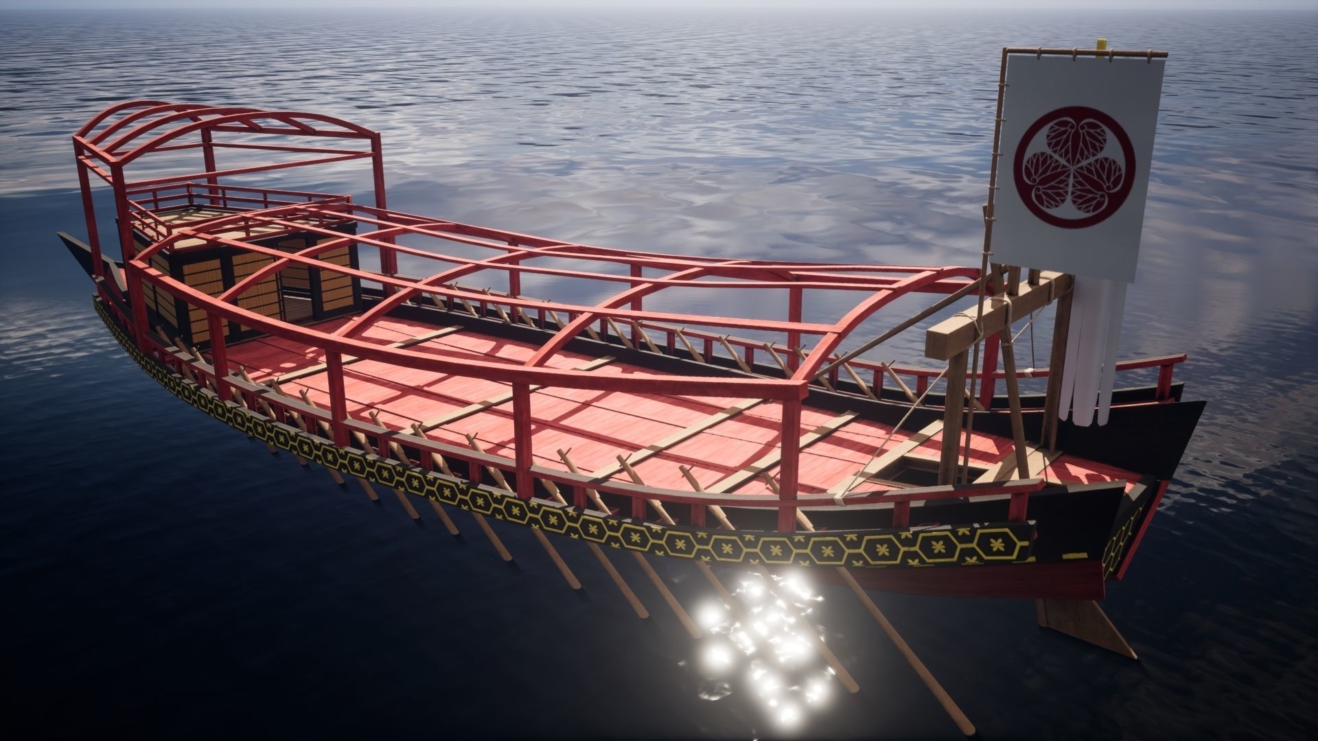 Gozabune - Japanese ship Low-poly 3D model_22