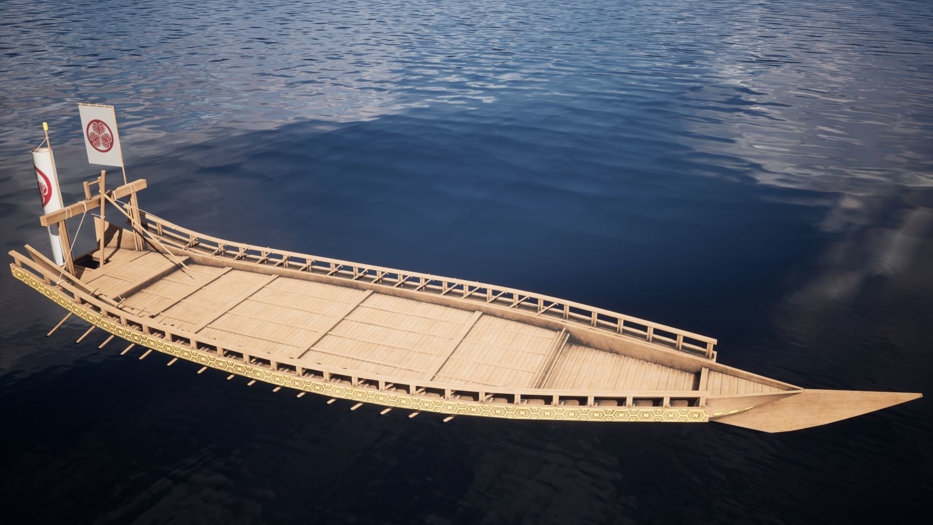 Gozabune - Japanese ship Low-poly 3D model_17