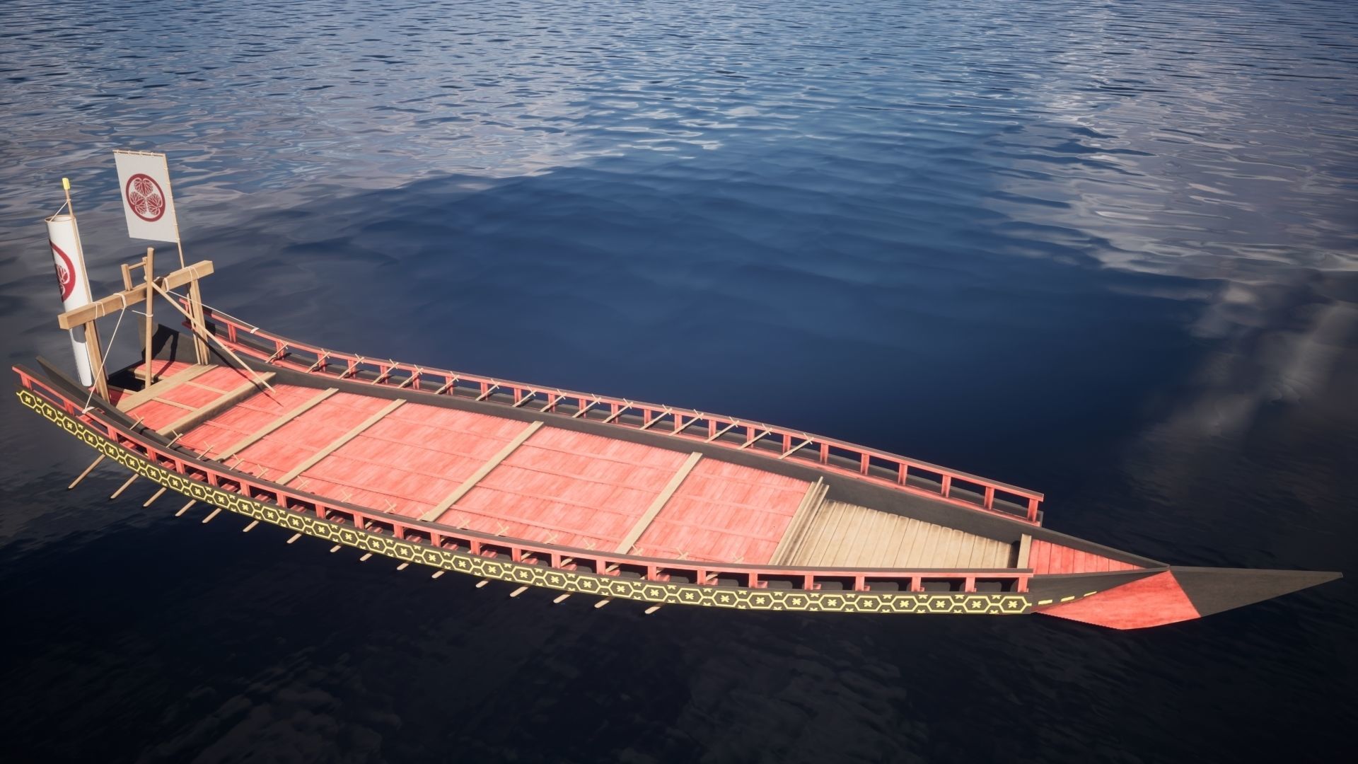 Gozabune - Japanese ship Low-poly 3D model_13