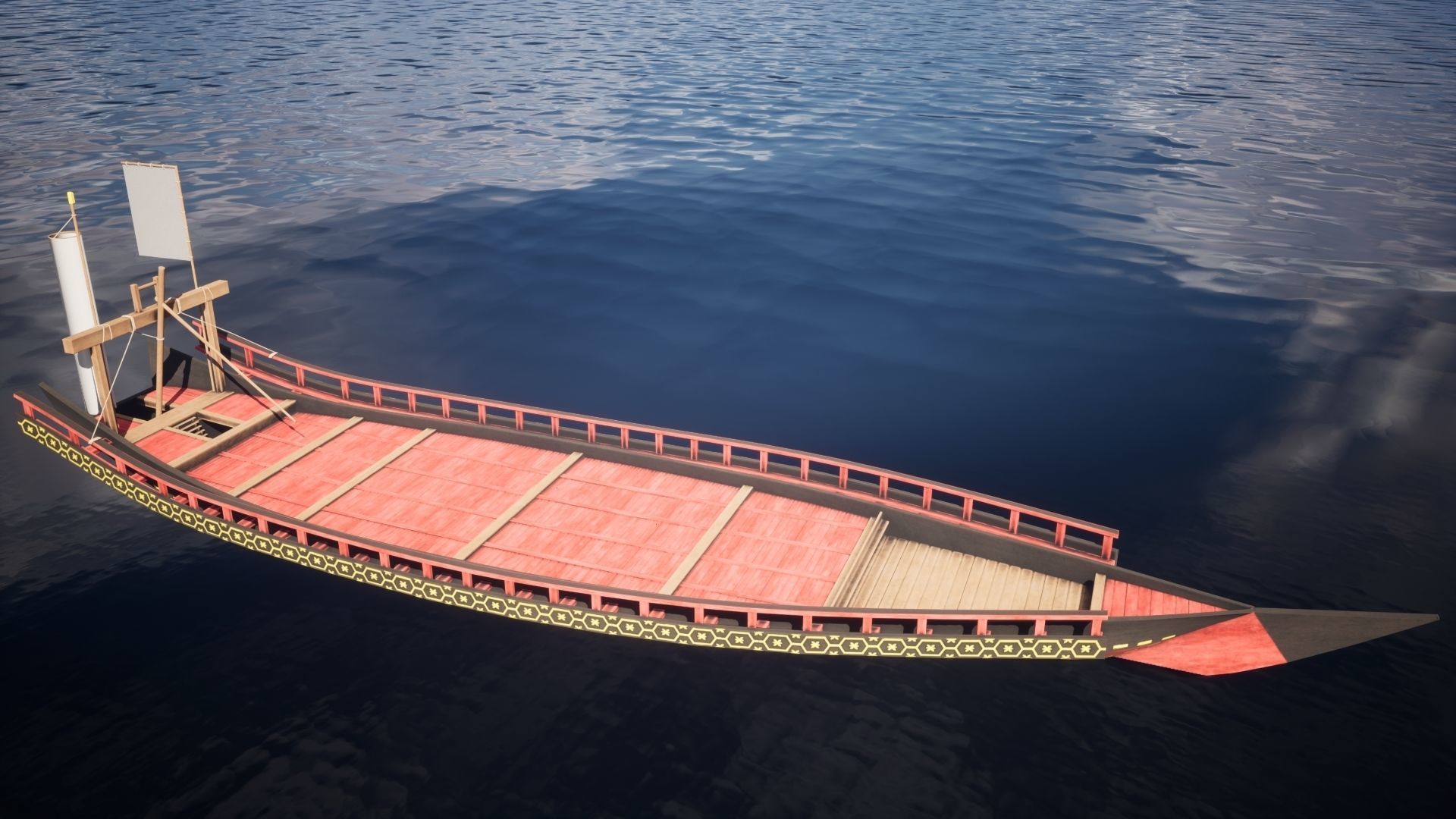 Gozabune - Japanese ship Low-poly 3D model_19