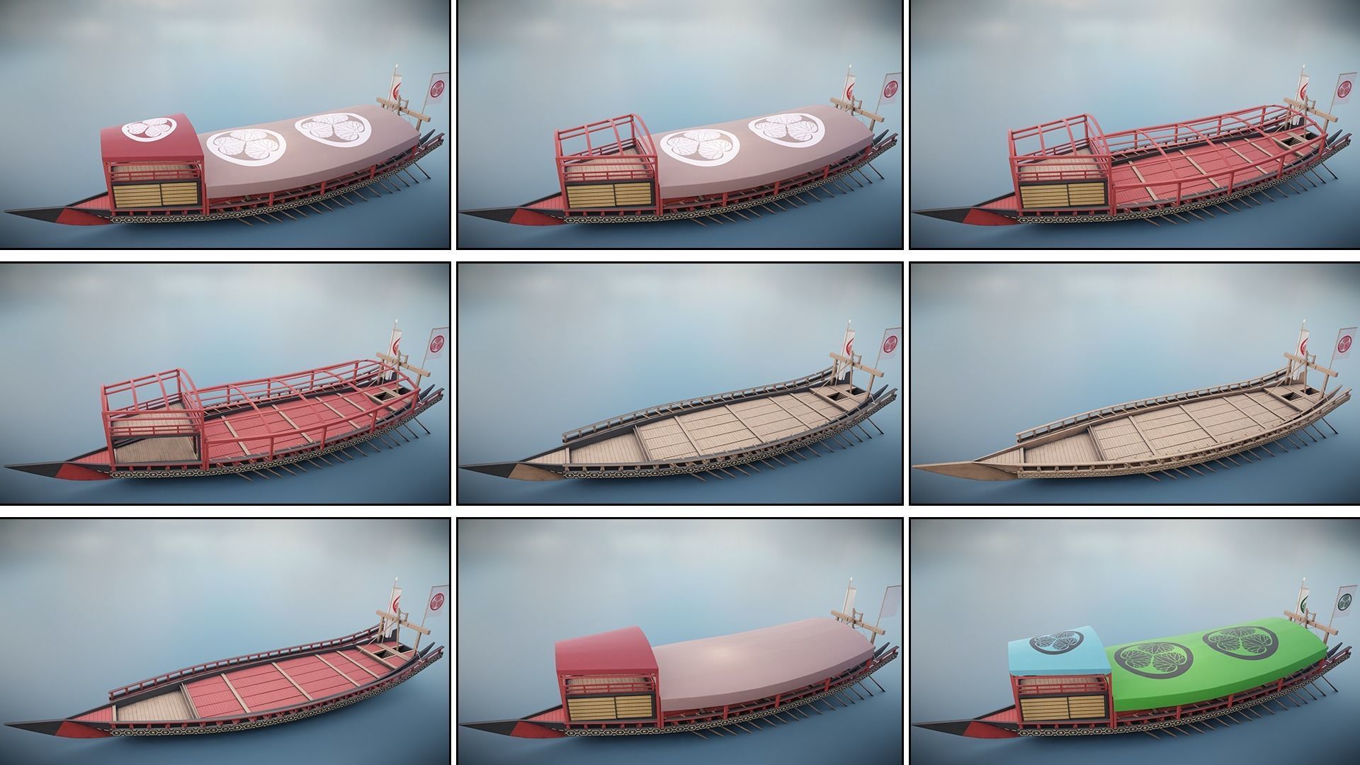 Gozabune - Japanese ship Low-poly 3D model_4