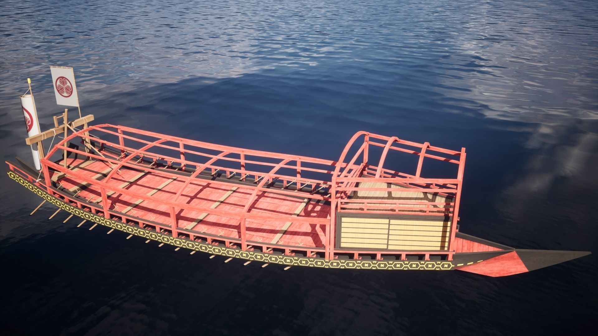 Gozabune - Japanese ship Low-poly 3D model_32