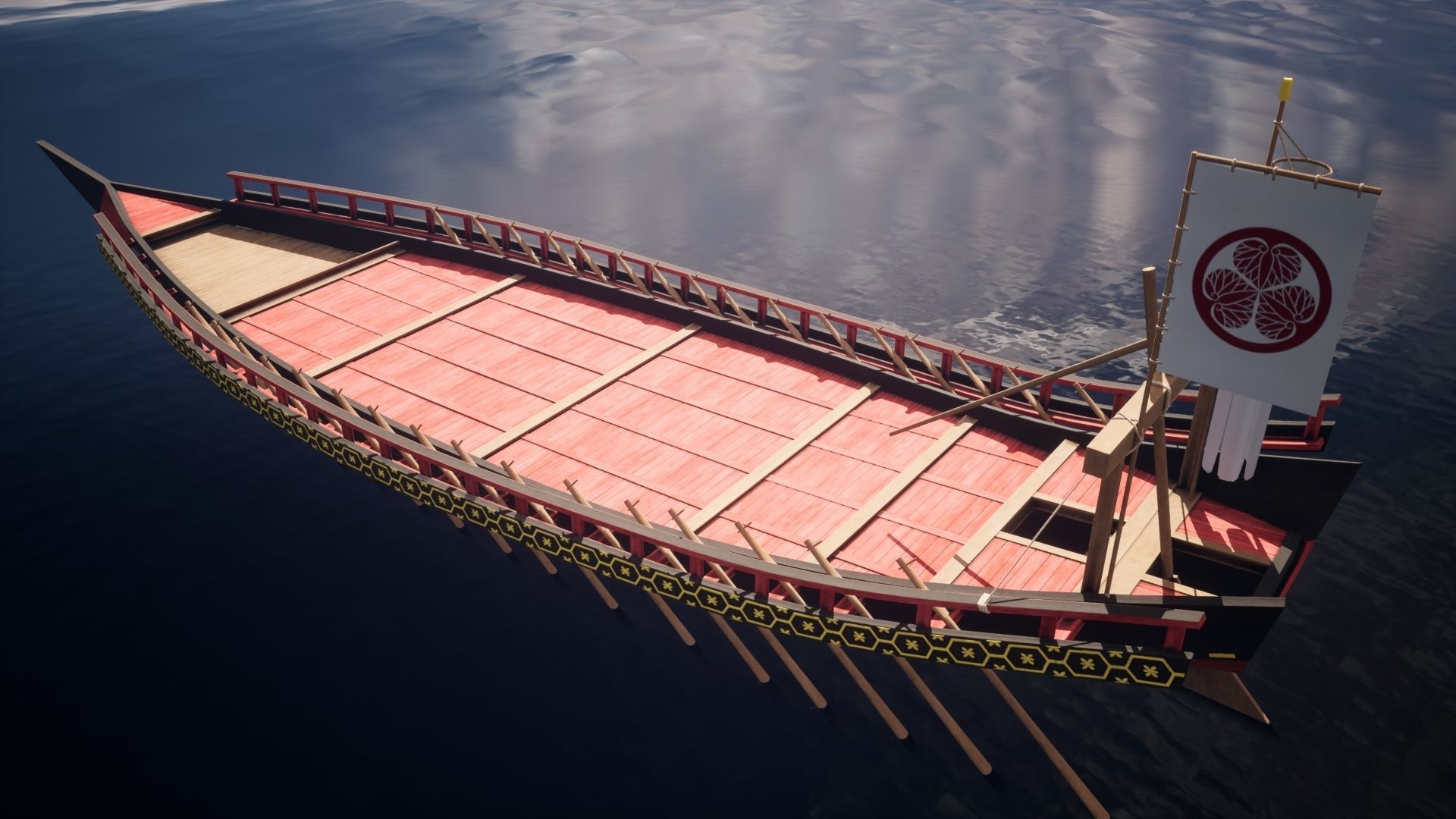 Gozabune - Japanese ship Low-poly 3D model_25