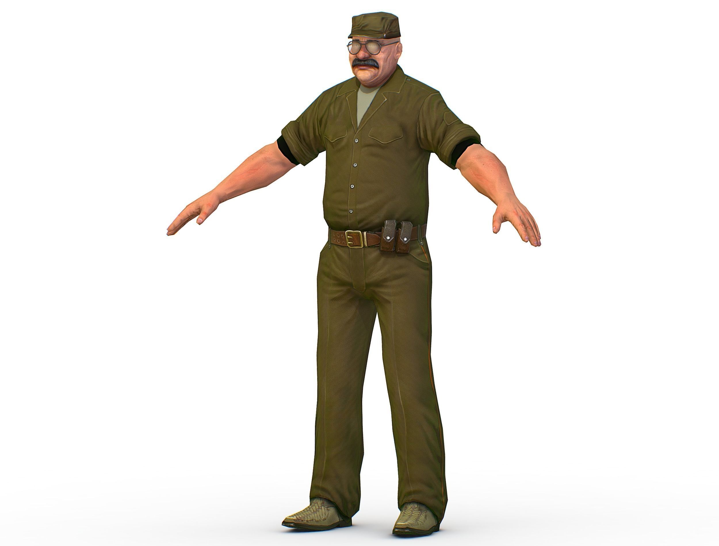 Man Boss Worker Worker Driver Driver Soldier Soldier Low-poly 3D model_25