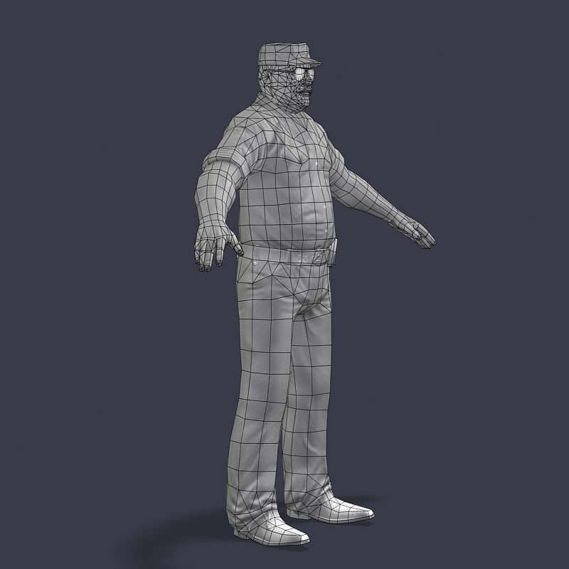 Man Boss Worker Worker Driver Driver Soldier Soldier Low-poly 3D model_61