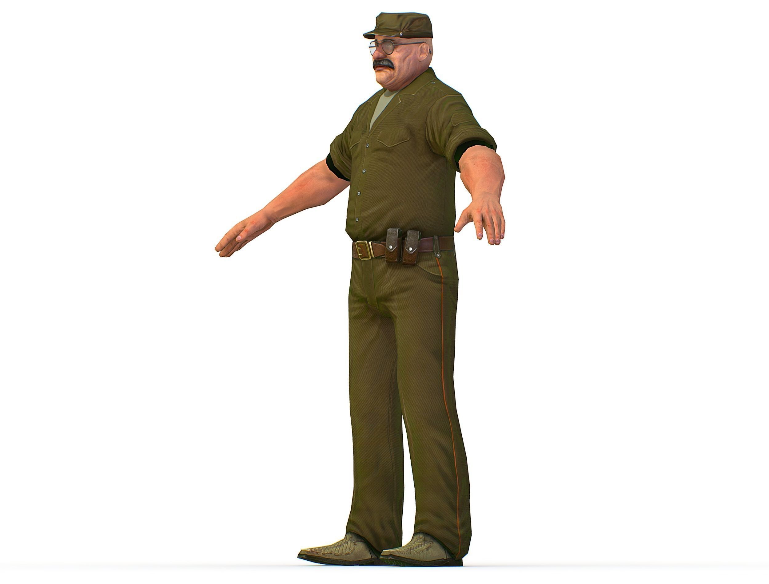Man Boss Worker Worker Driver Driver Soldier Soldier Low-poly 3D model_23