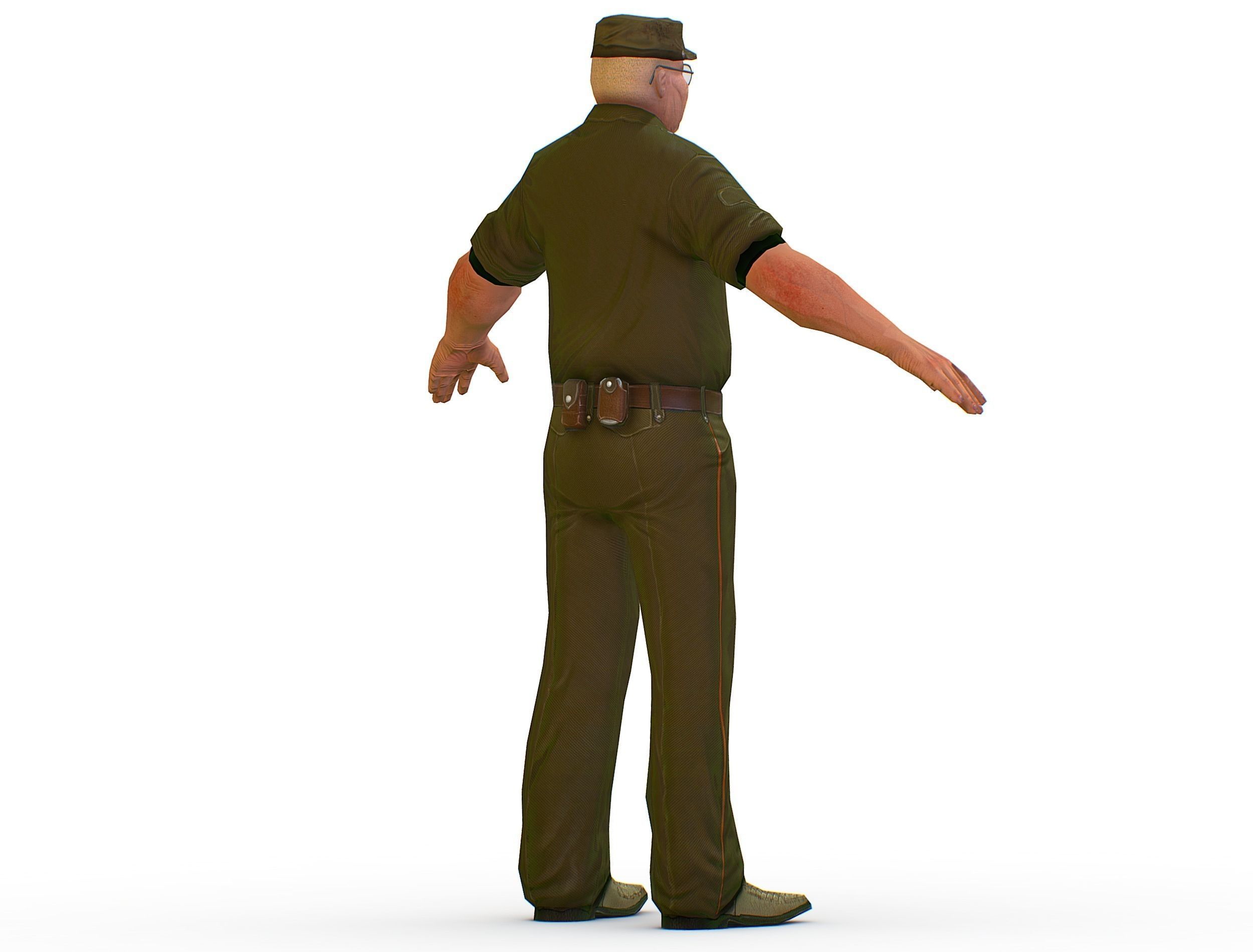 Man Boss Worker Worker Driver Driver Soldier Soldier Low-poly 3D model_11