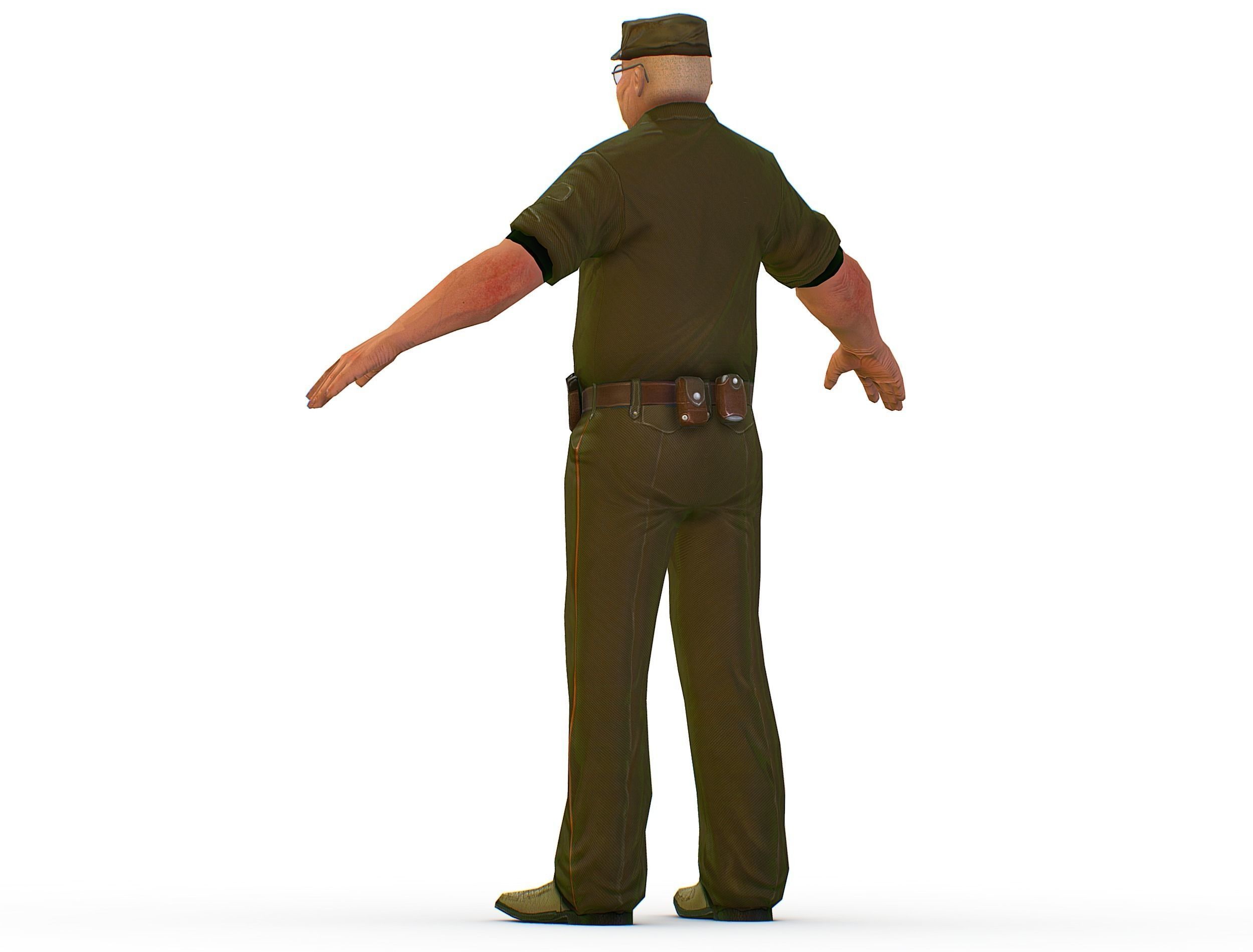 Man Boss Worker Worker Driver Driver Soldier Soldier Low-poly 3D model_16