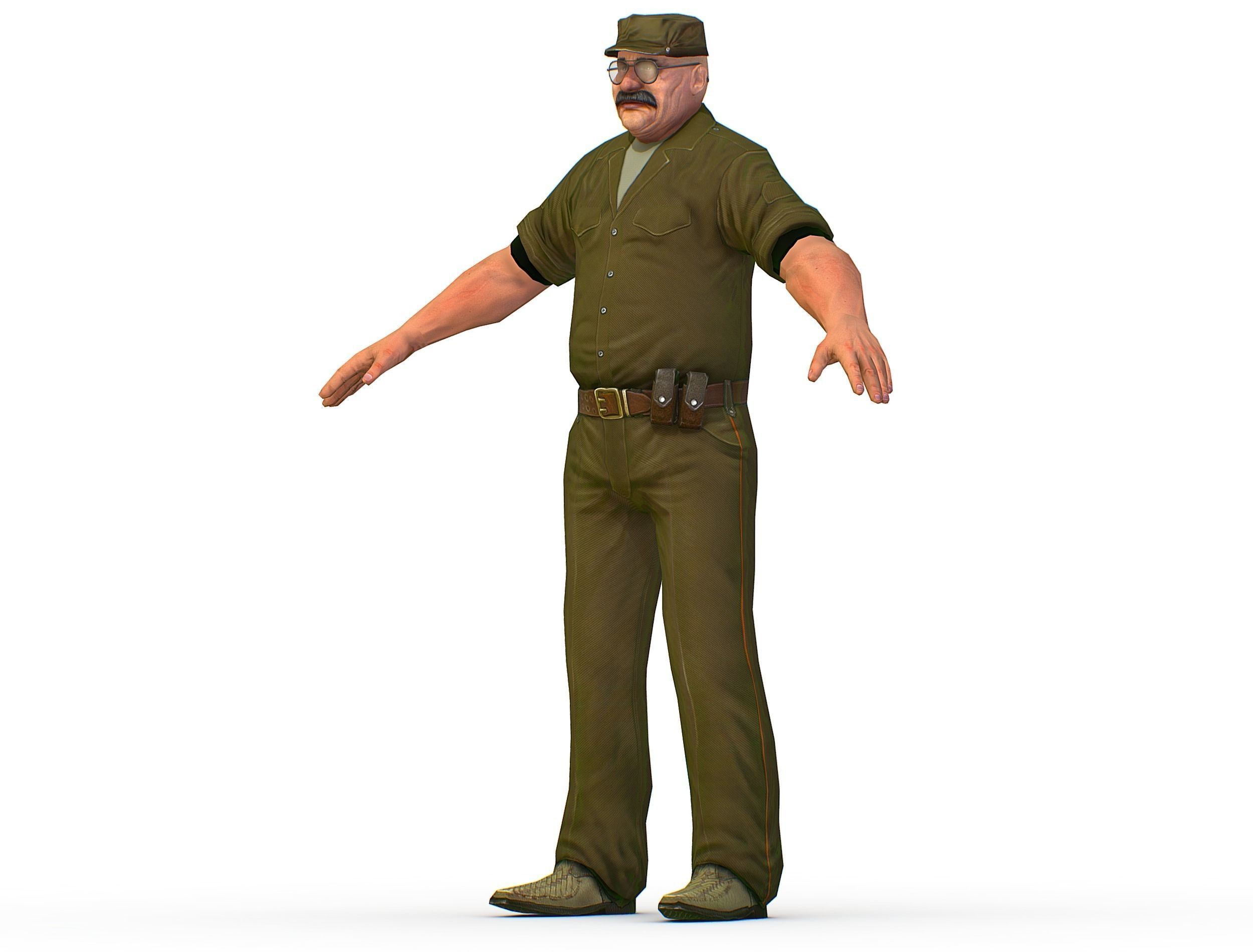Man Boss Worker Worker Driver Driver Soldier Soldier Low-poly 3D model_24