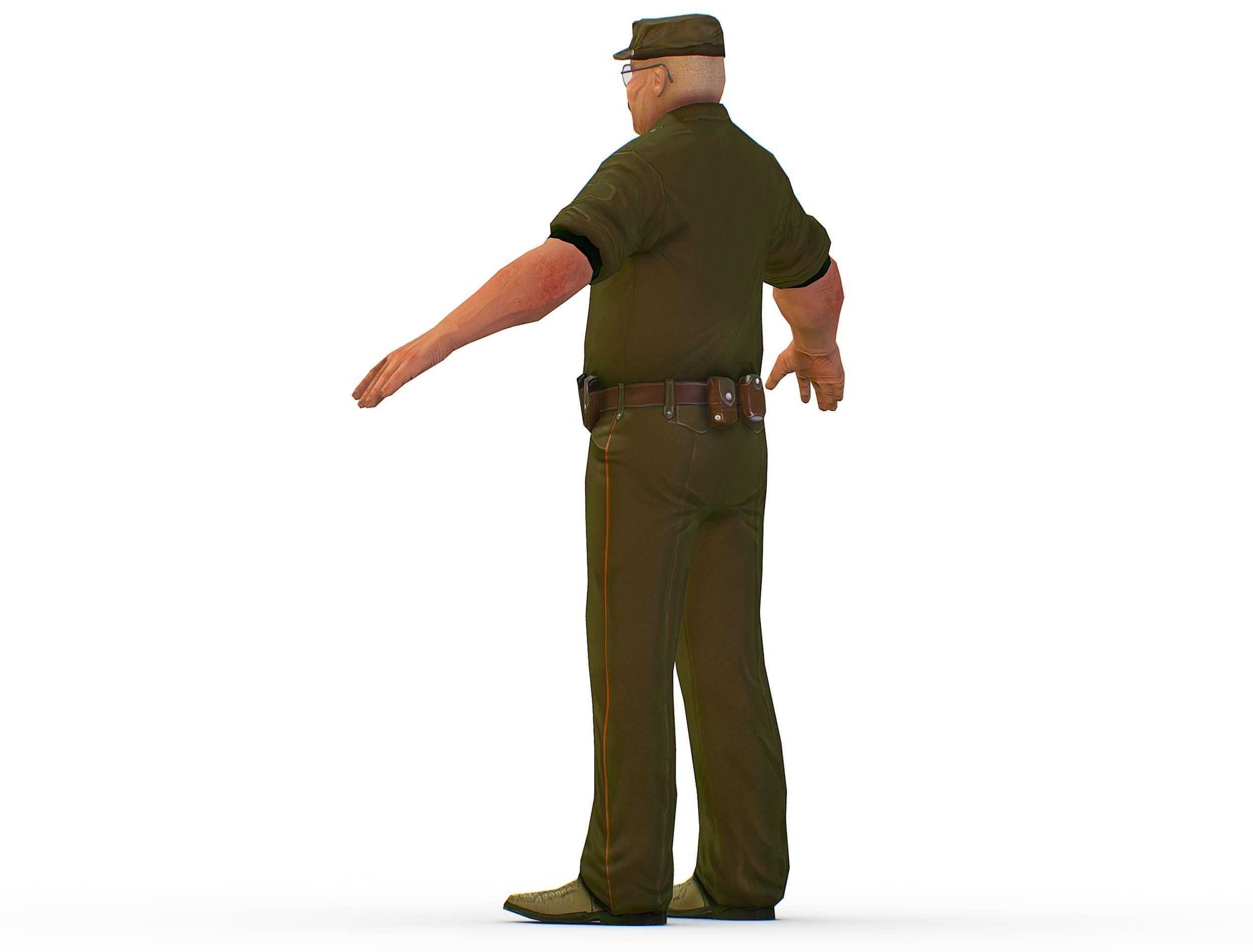 Man Boss Worker Worker Driver Driver Soldier Soldier Low-poly 3D model_17