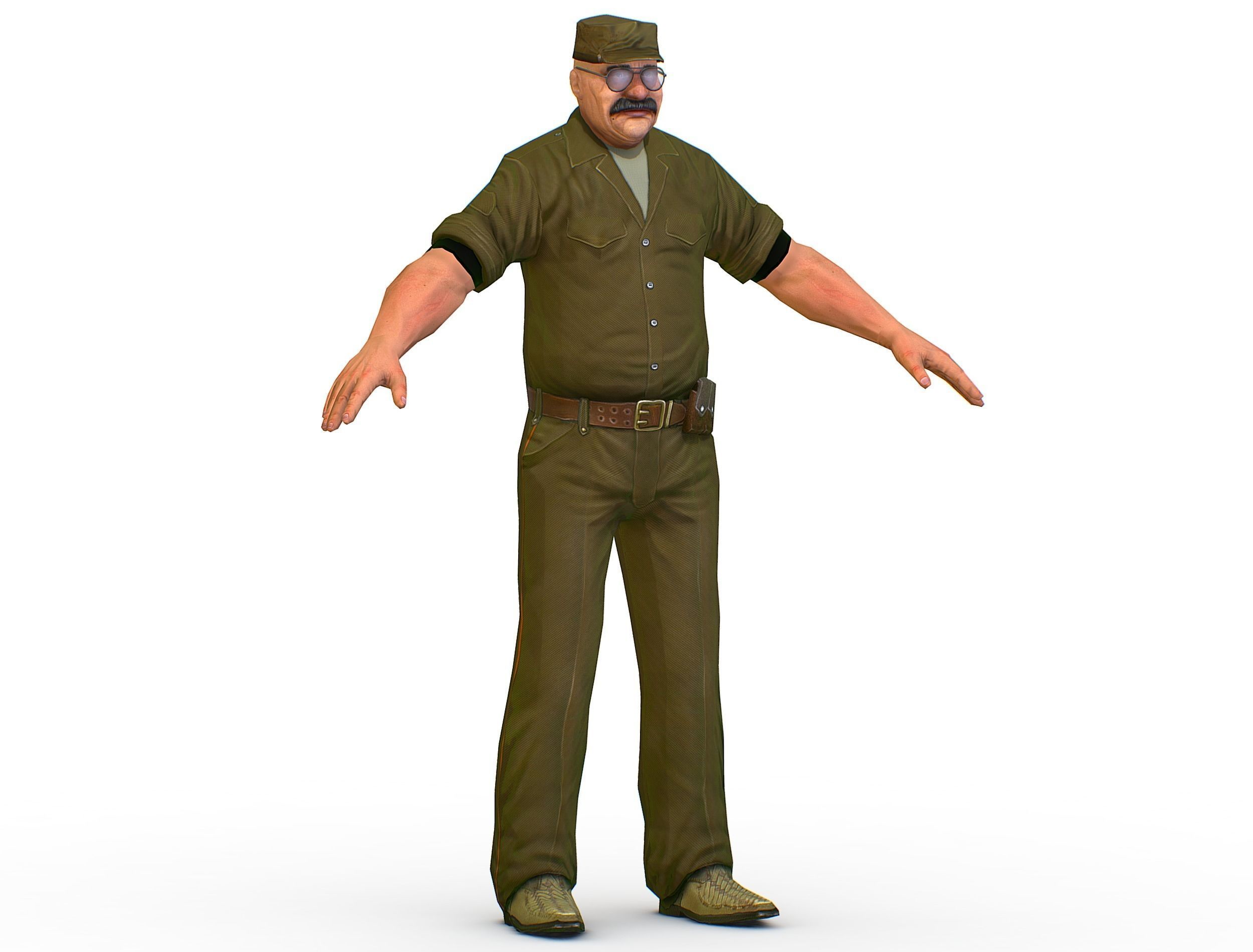 Man Boss Worker Worker Driver Driver Soldier Soldier Low-poly 3D model_1