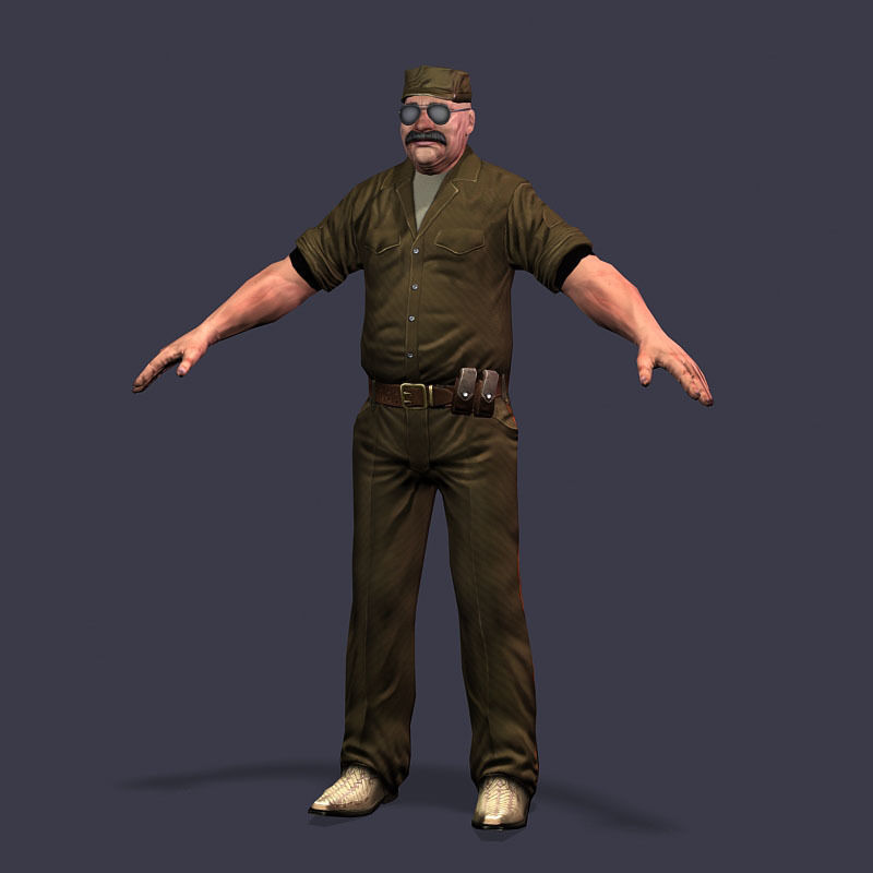 Man Boss Worker Worker Driver Driver Soldier Soldier Low-poly 3D model_51