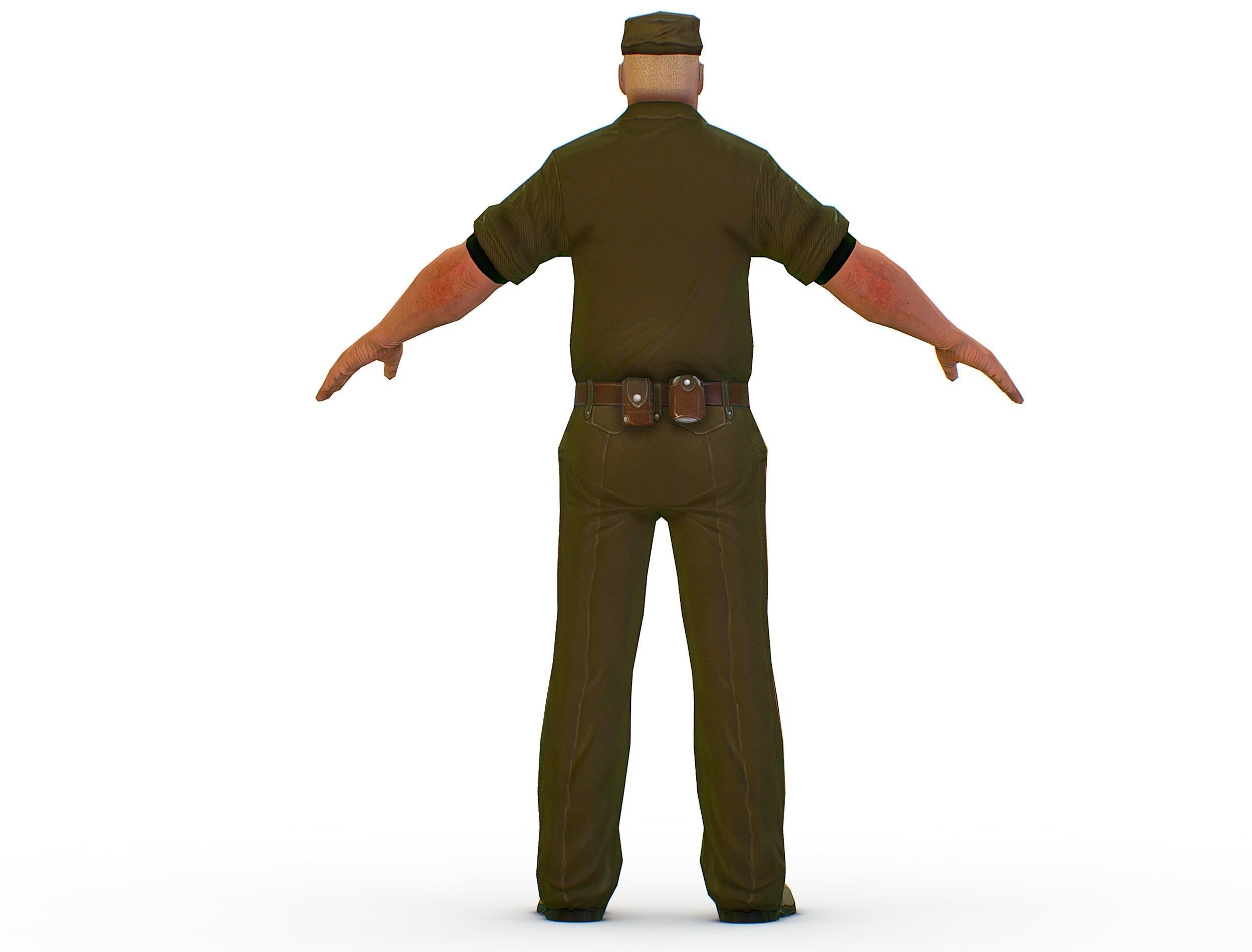 Man Boss Worker Worker Driver Driver Soldier Soldier Low-poly 3D model_14