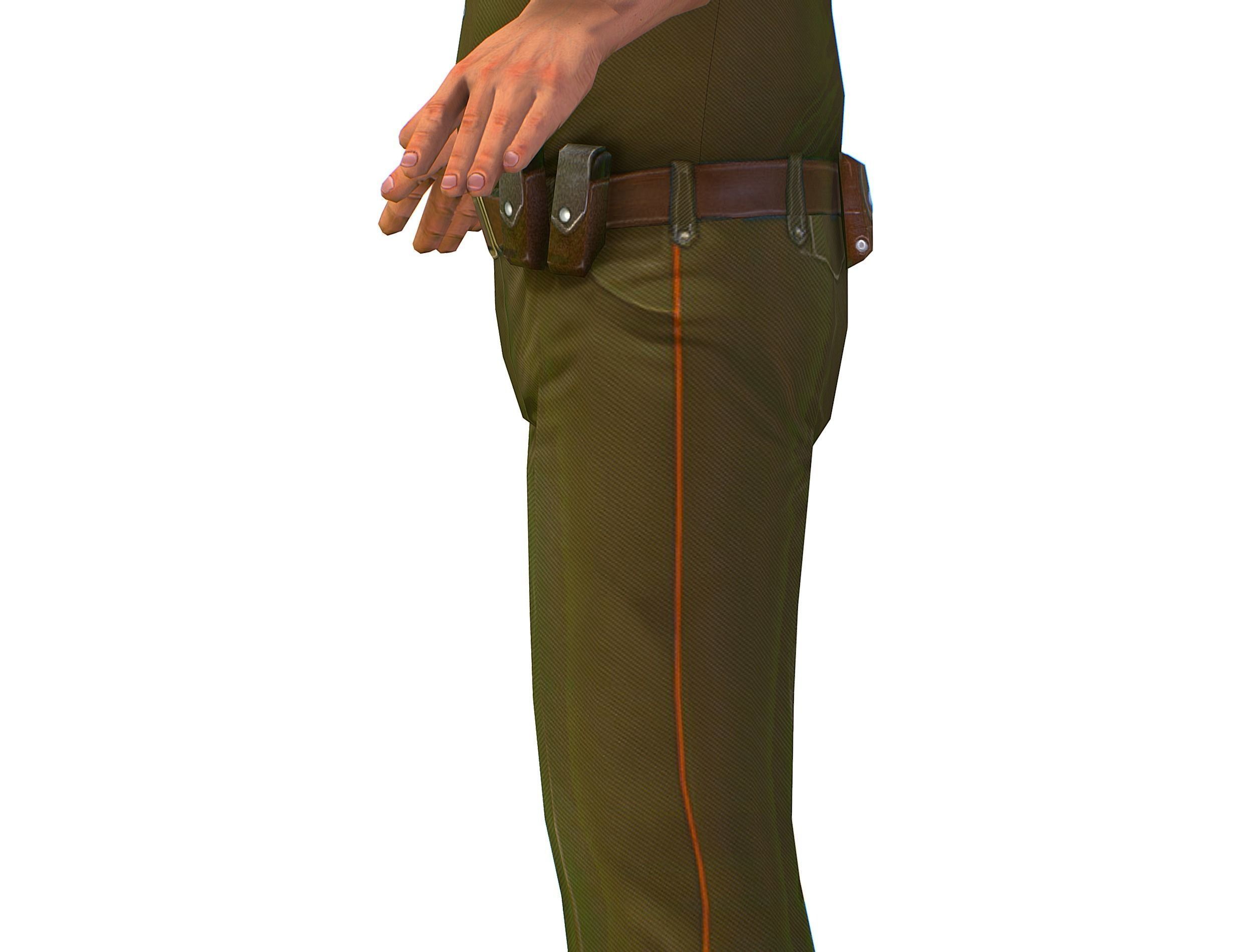 Man Boss Worker Worker Driver Driver Soldier Soldier Low-poly 3D model_36