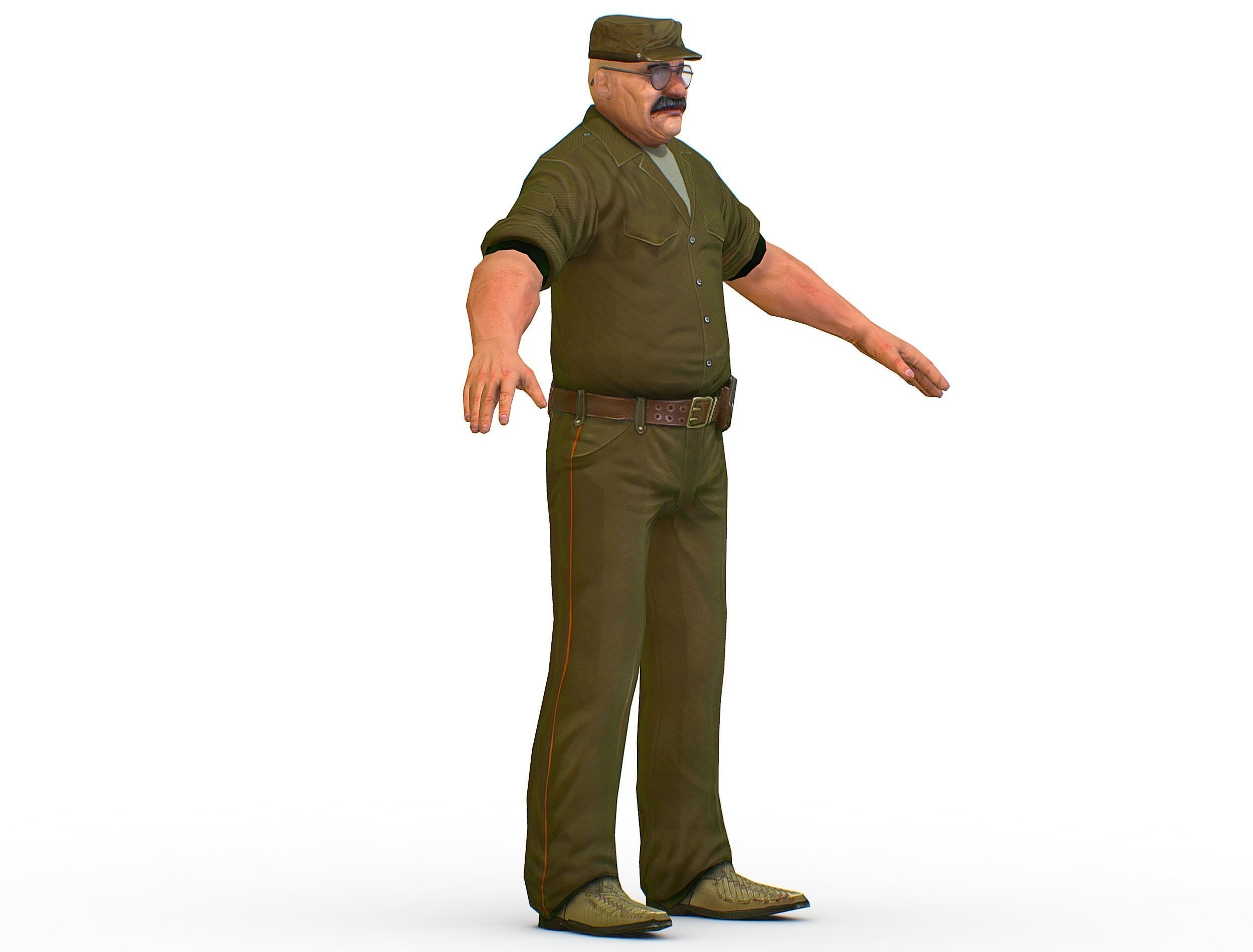 Man Boss Worker Worker Driver Driver Soldier Soldier Low-poly 3D model_3
