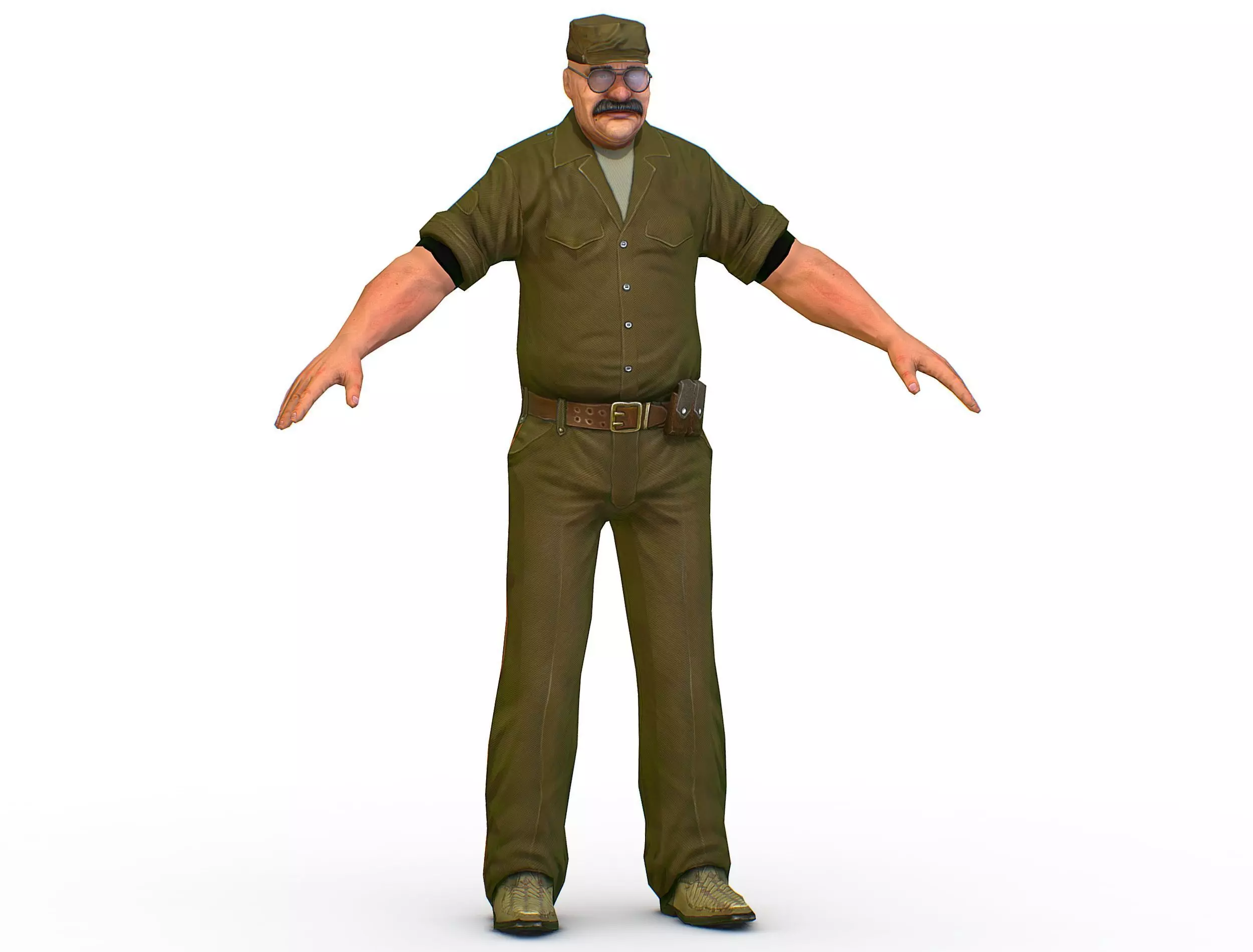Man Boss Worker Worker Driver Driver Soldier Soldier Low-poly 3D model_0