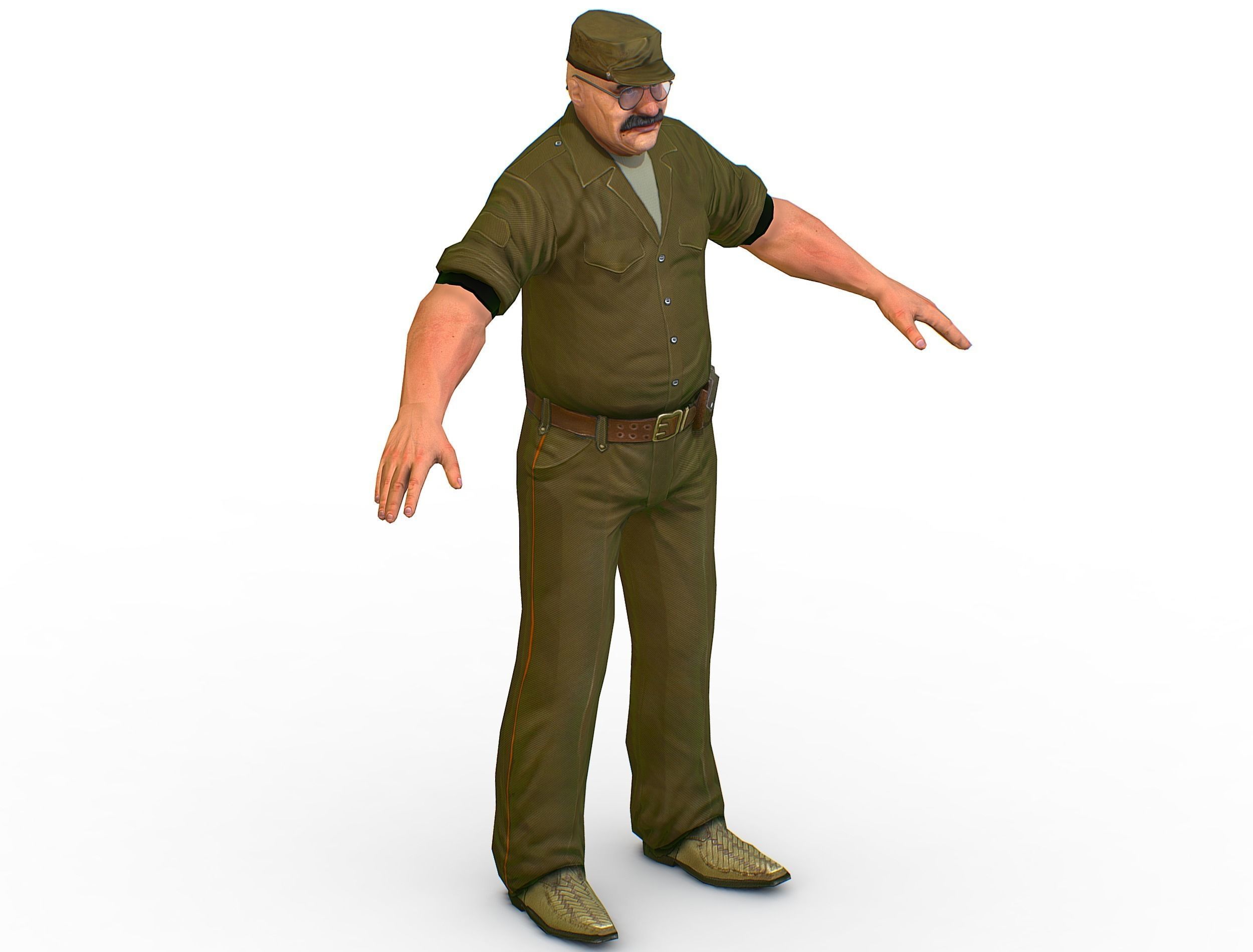 Man Boss Worker Worker Driver Driver Soldier Soldier Low-poly 3D model_38
