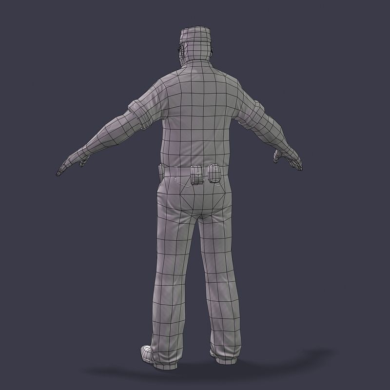 Man Boss Worker Worker Driver Driver Soldier Soldier Low-poly 3D model_59