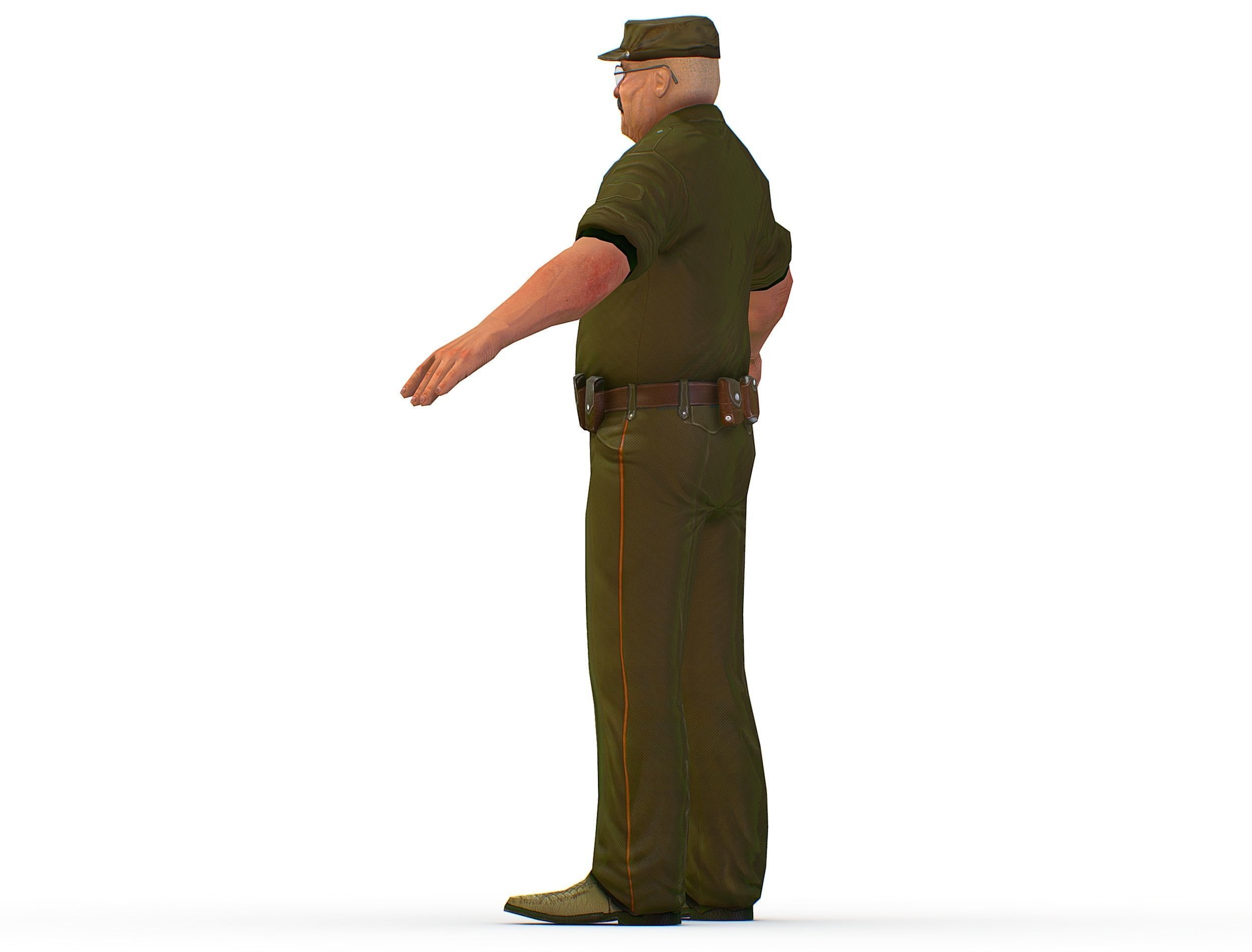 Man Boss Worker Worker Driver Driver Soldier Soldier Low-poly 3D model_18