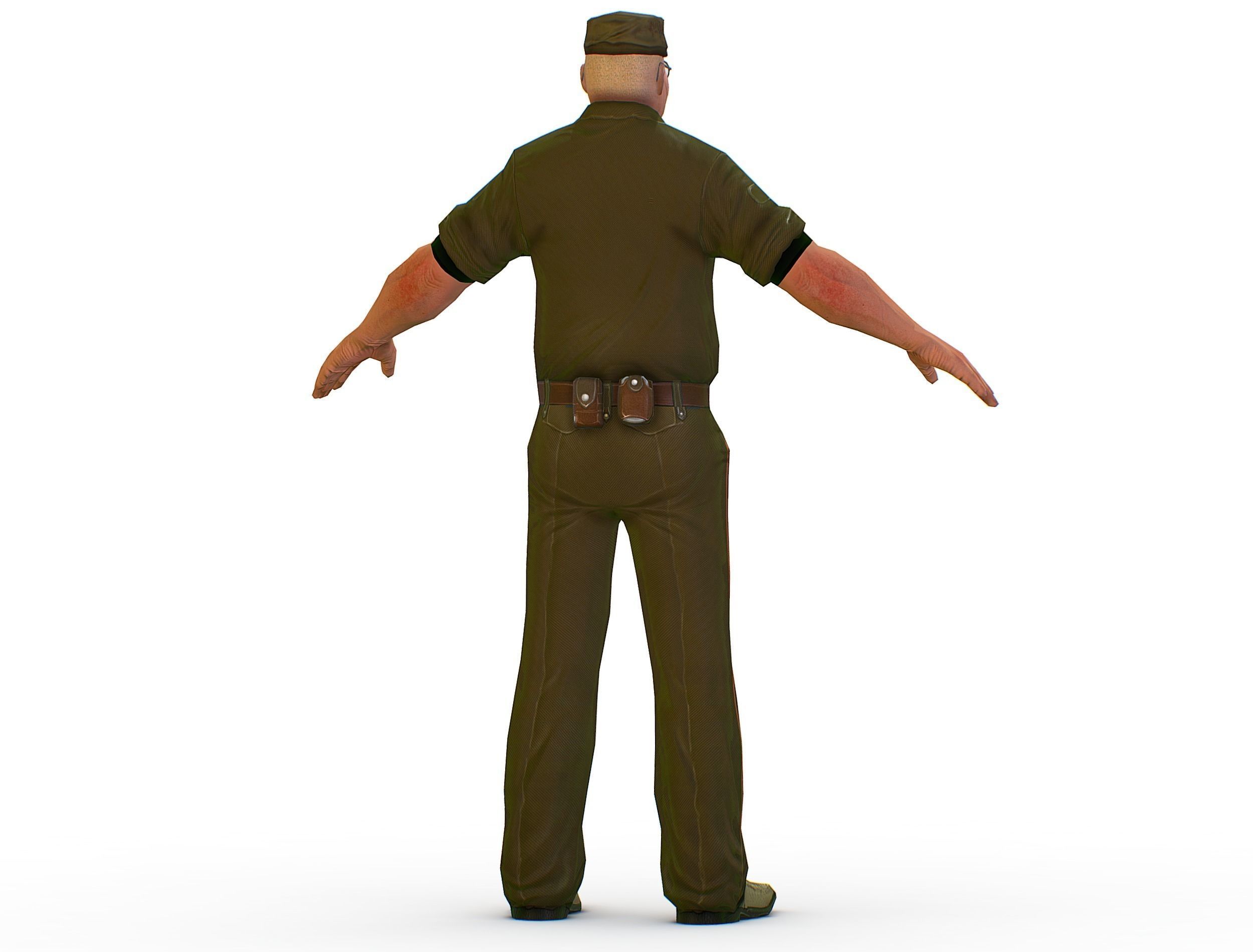 Man Boss Worker Worker Driver Driver Soldier Soldier Low-poly 3D model_13