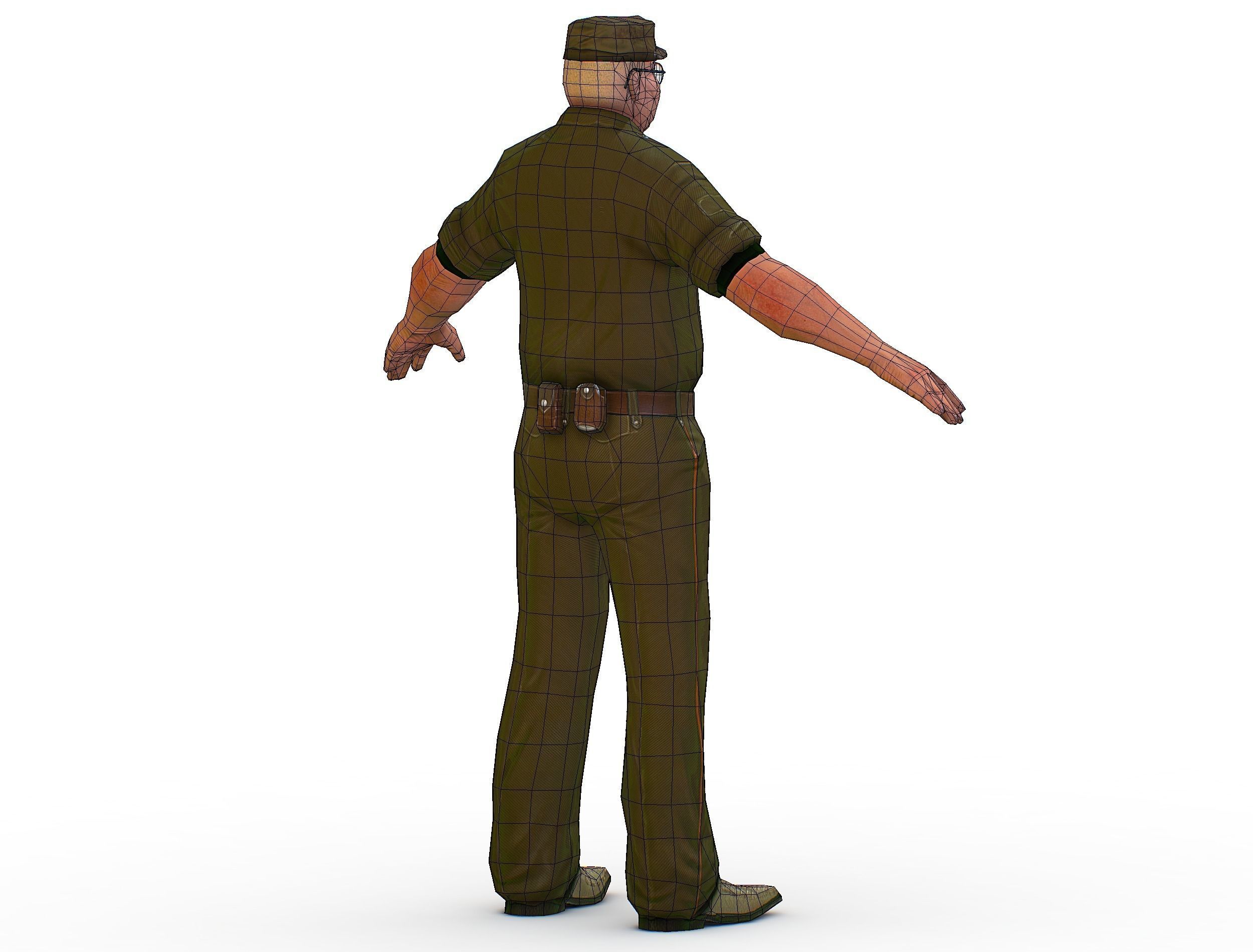 Man Boss Worker Worker Driver Driver Soldier Soldier Low-poly 3D model_44