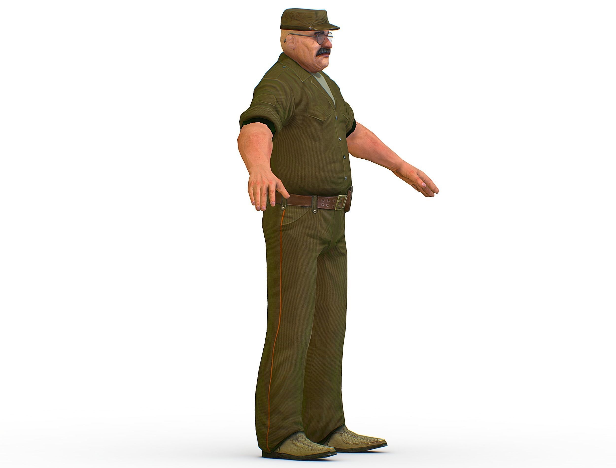Man Boss Worker Worker Driver Driver Soldier Soldier Low-poly 3D model_4