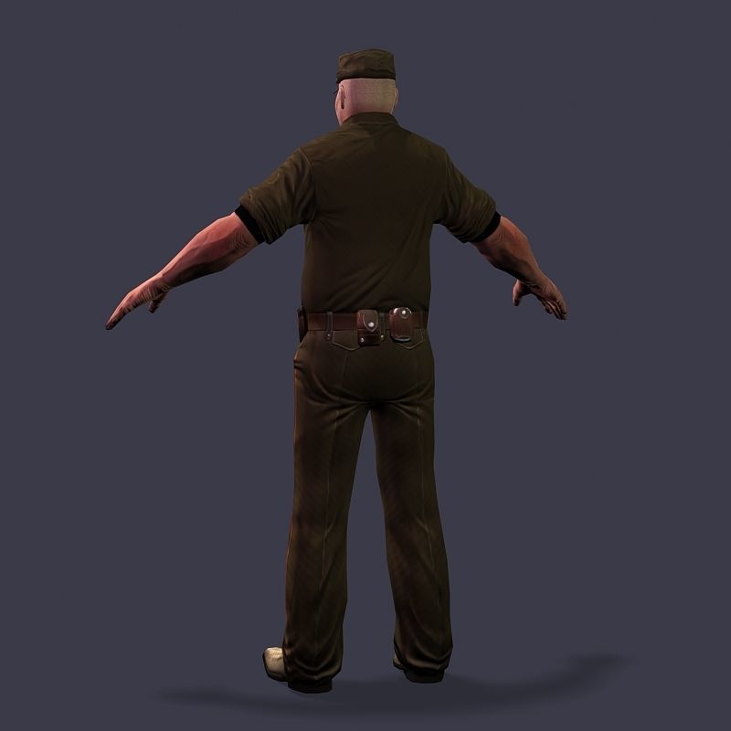 Man Boss Worker Worker Driver Driver Soldier Soldier Low-poly 3D model_53