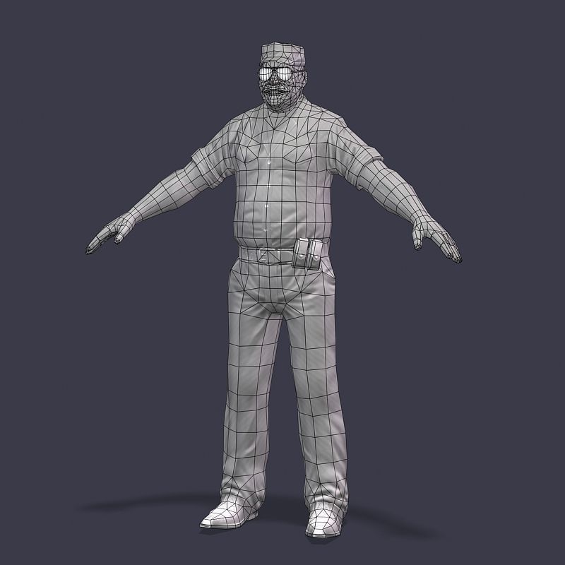 Man Boss Worker Worker Driver Driver Soldier Soldier Low-poly 3D model_57