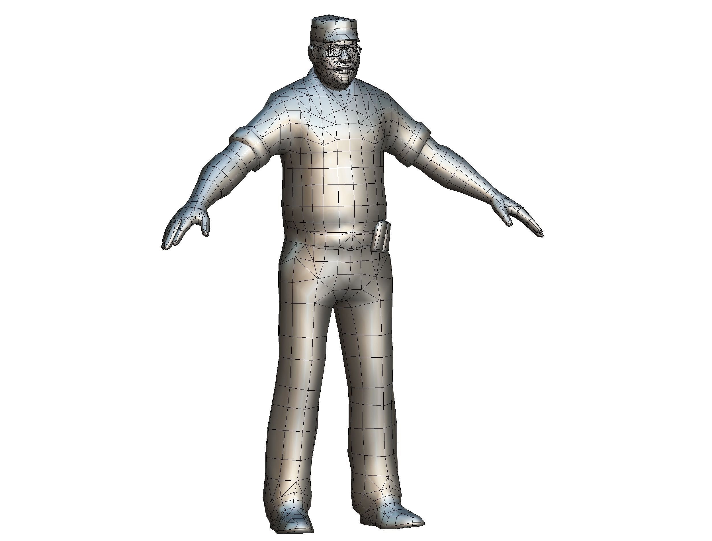 Man Boss Worker Worker Driver Driver Soldier Soldier Low-poly 3D model_43