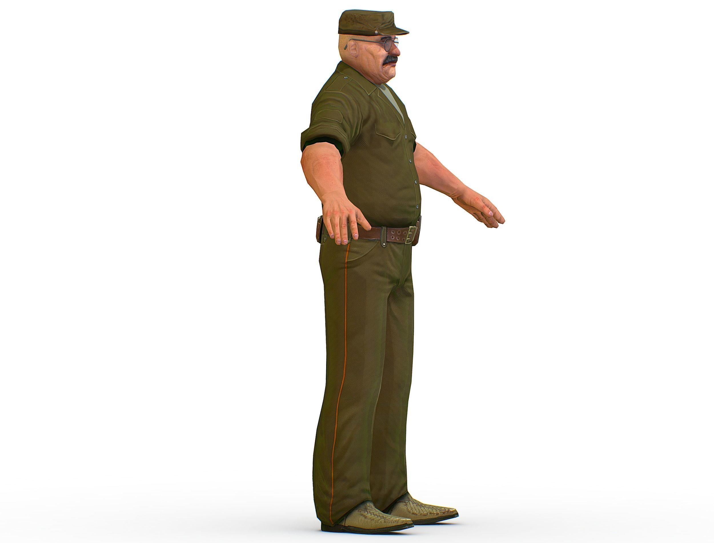Man Boss Worker Worker Driver Driver Soldier Soldier Low-poly 3D model_5