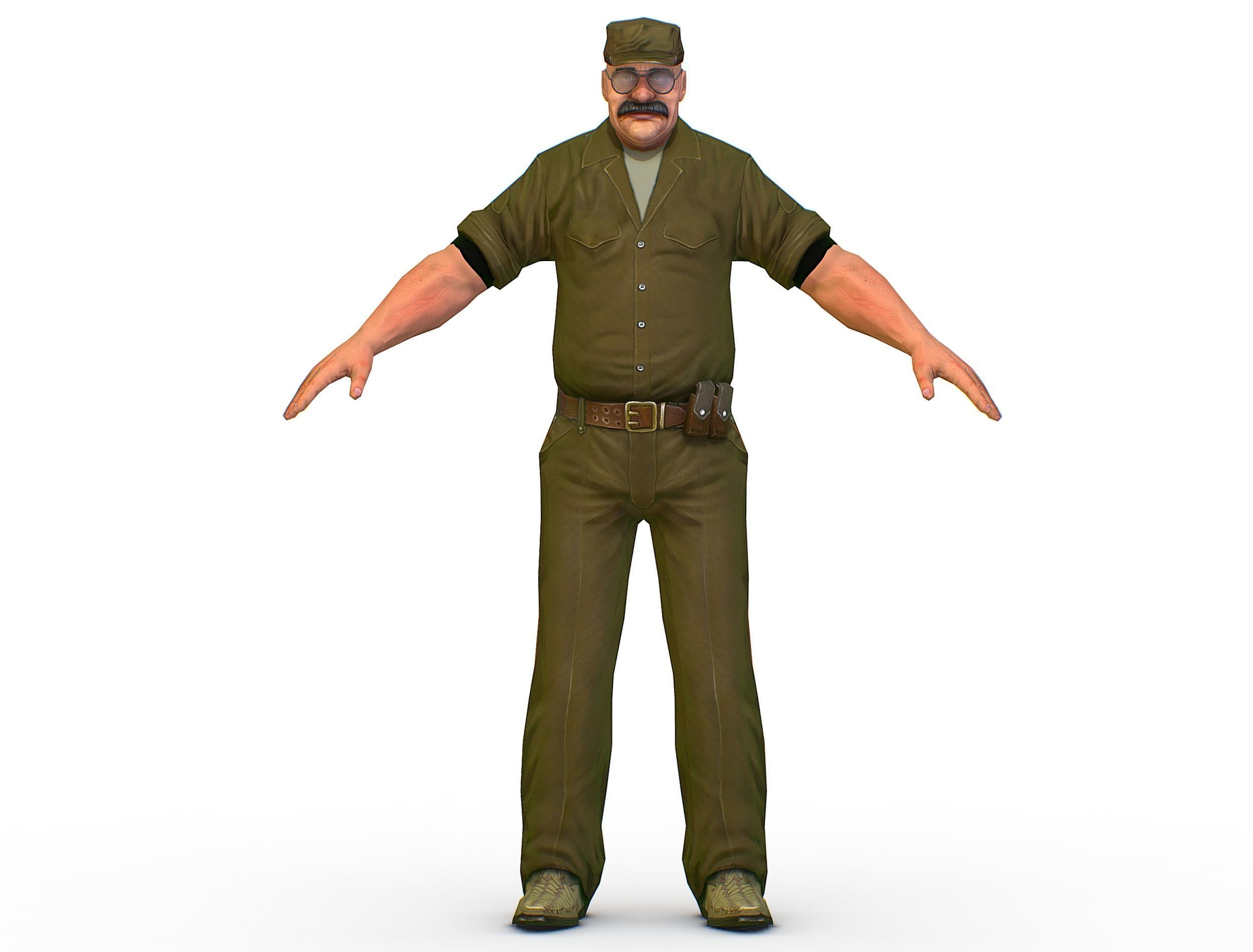 Man Boss Worker Worker Driver Driver Soldier Soldier Low-poly 3D model_27