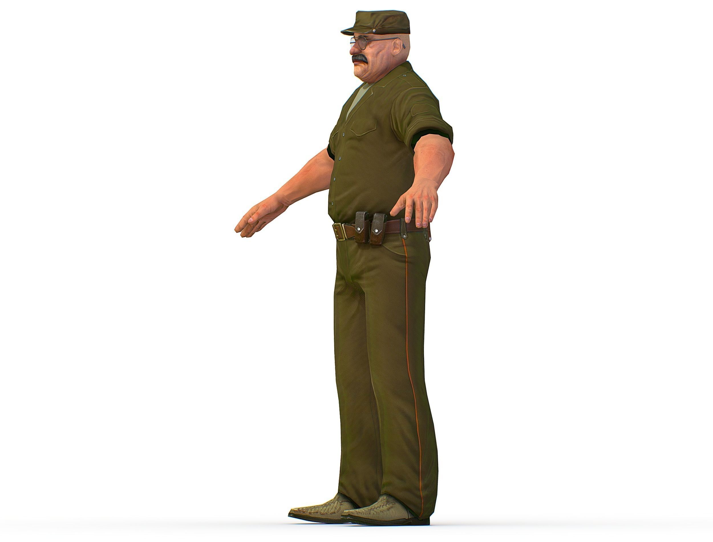 Man Boss Worker Worker Driver Driver Soldier Soldier Low-poly 3D model_22
