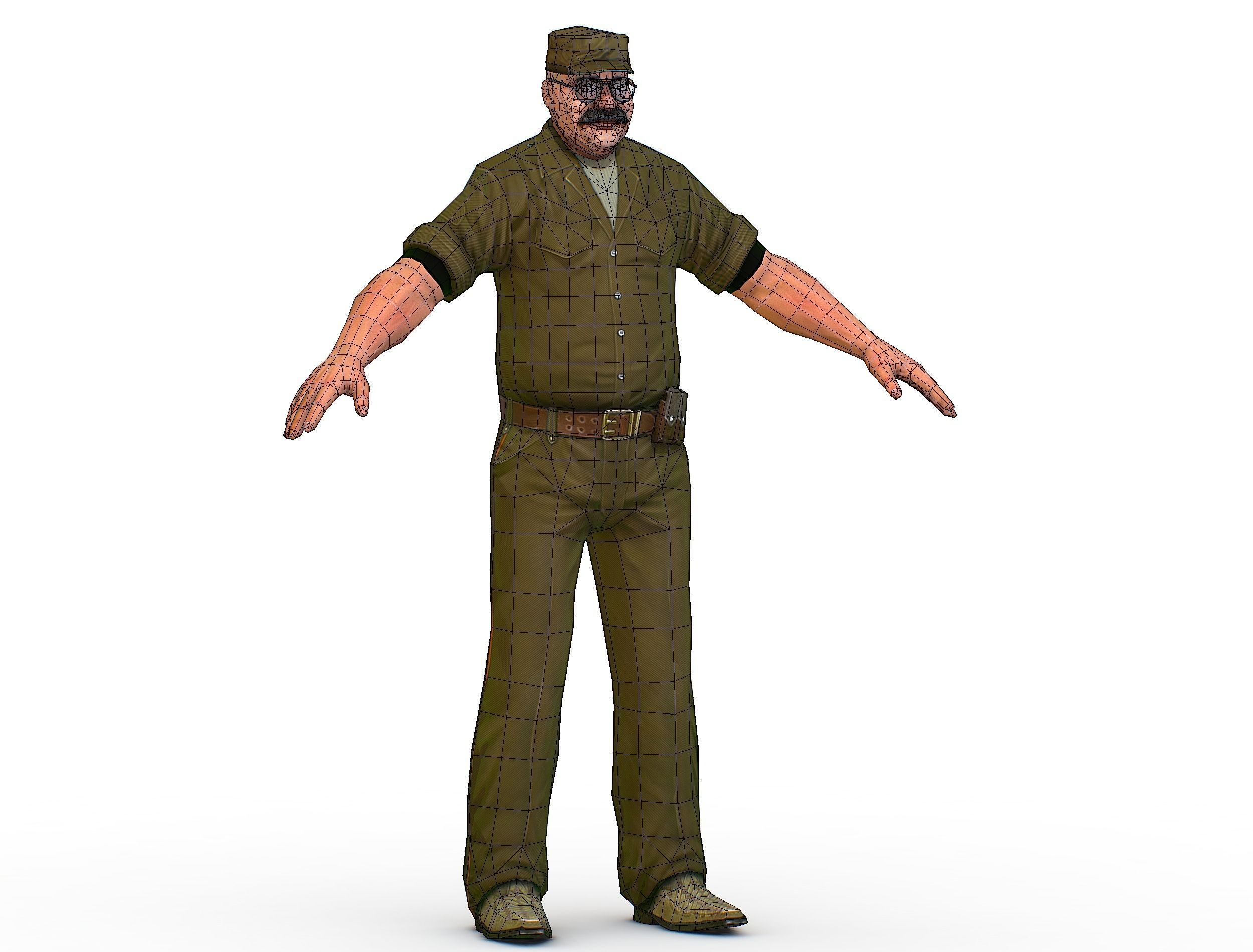Man Boss Worker Worker Driver Driver Soldier Soldier Low-poly 3D model_42