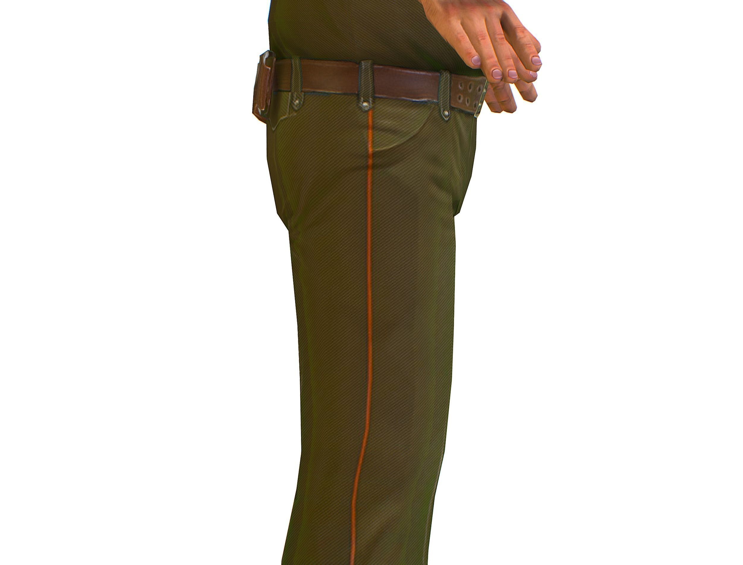 Man Boss Worker Worker Driver Driver Soldier Soldier Low-poly 3D model_33